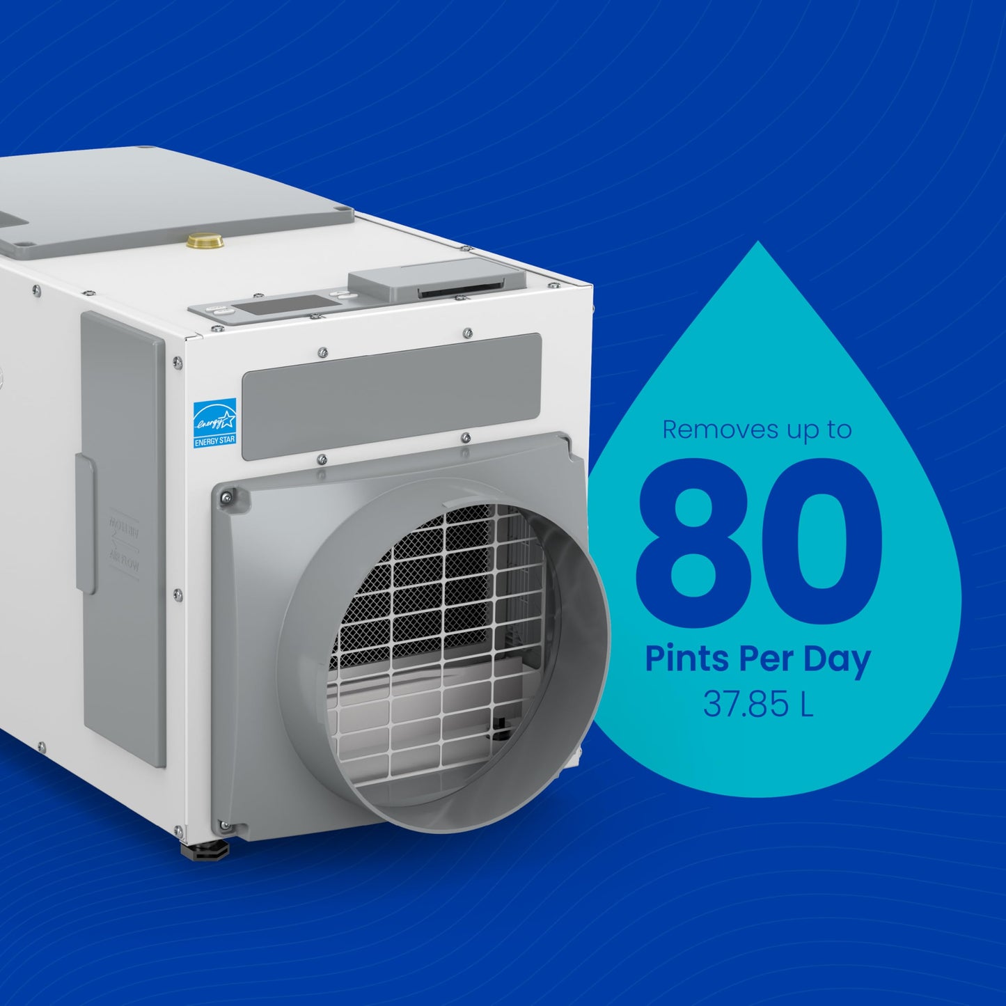 AprilAire E080 Whole House Dehumidifier for Basement & Crawl Space – 80-Pint High-Capacity Commercial Dehumidifier for Homes Up to 4,400 Sq. Ft. with Pump, Drain Hose, & Hanging Kit for DIY Install
