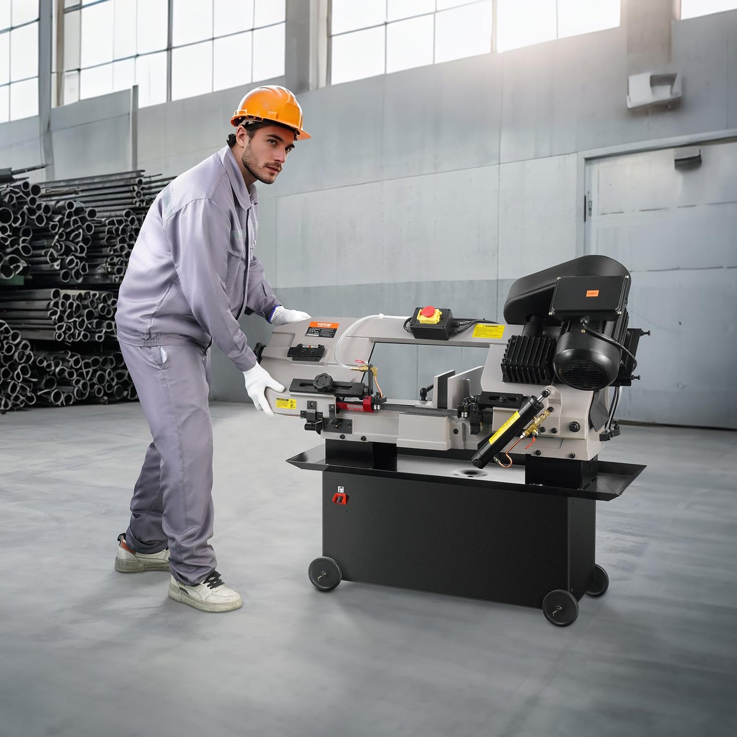 VEVOR Metal Horizontal Band Saw, 7 x 12 in Rectangular Cutting Capacity, 110/220V Vertical Cutting Bandsaw with 1.1 kW Motor, 0-45° Angle Adjustment, Variable Speed, for Metal, Wood, and Plastic