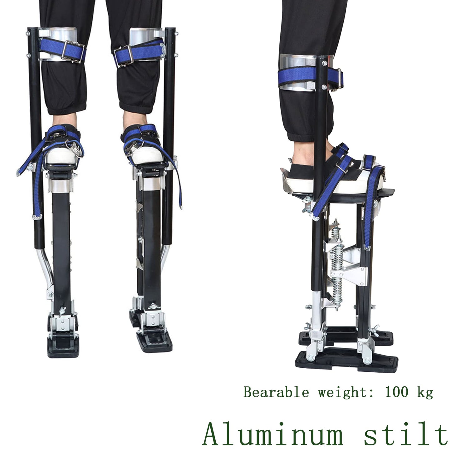 kimllier 24-40 Inch Aluminum Alloy Stilts Adjustable Height Drywall Stilts Black Fit for Work High Above the Ground
