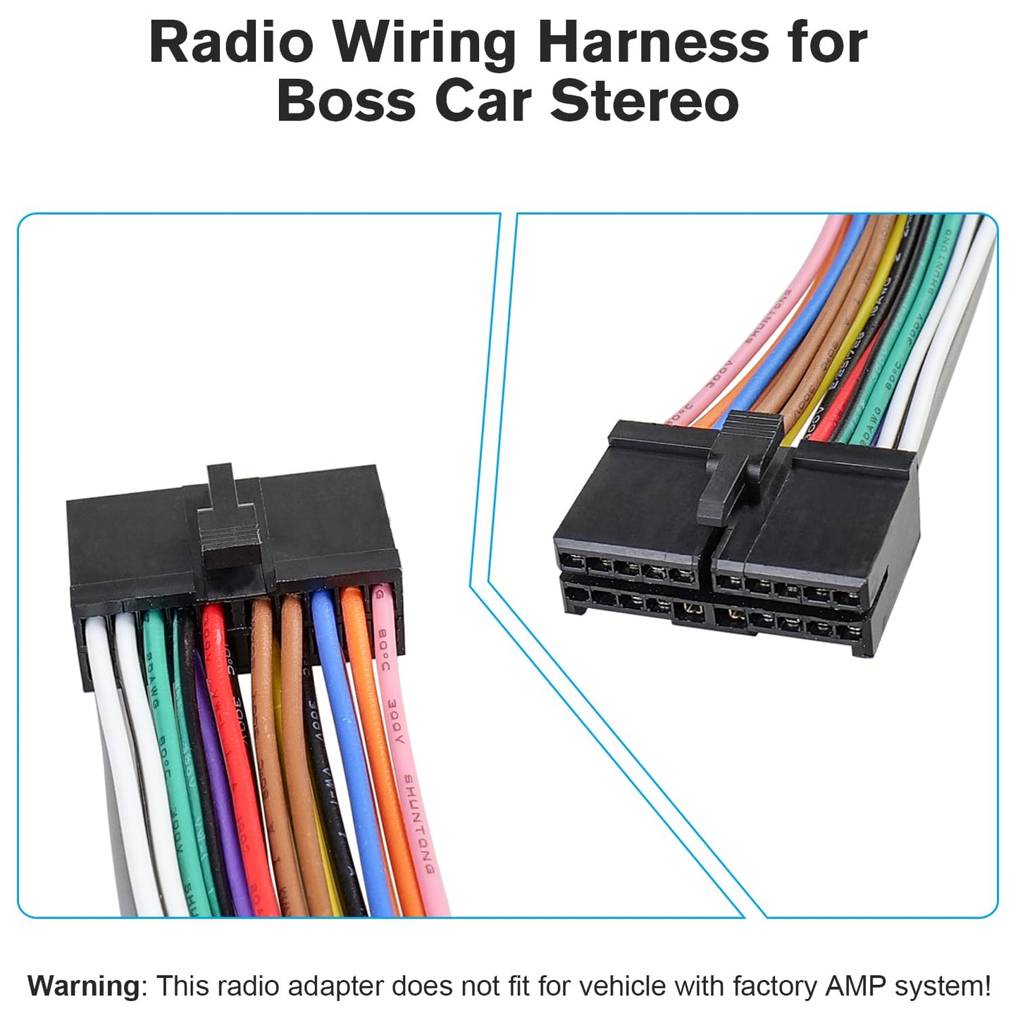 20Pin Stereo Wiring Harness Radio Connector Compatible with Boss Car Stereo Wire Adapter