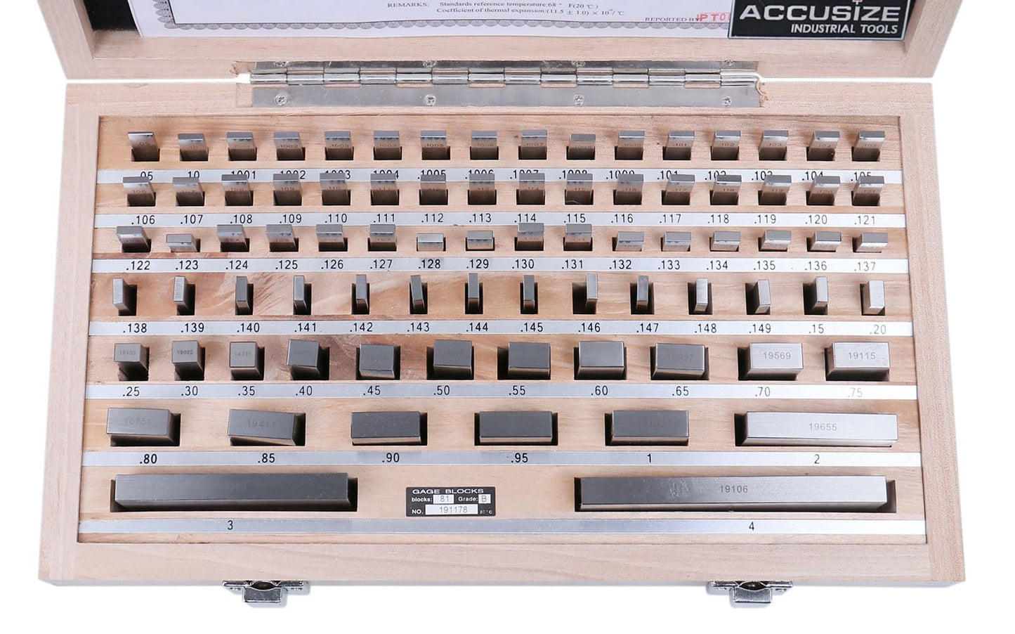 Accusize Industrial Tools Precision 81-Piece Steel Gauge Block Set, Grade B Accuracy, Corrosion-Resistant, P900-S581