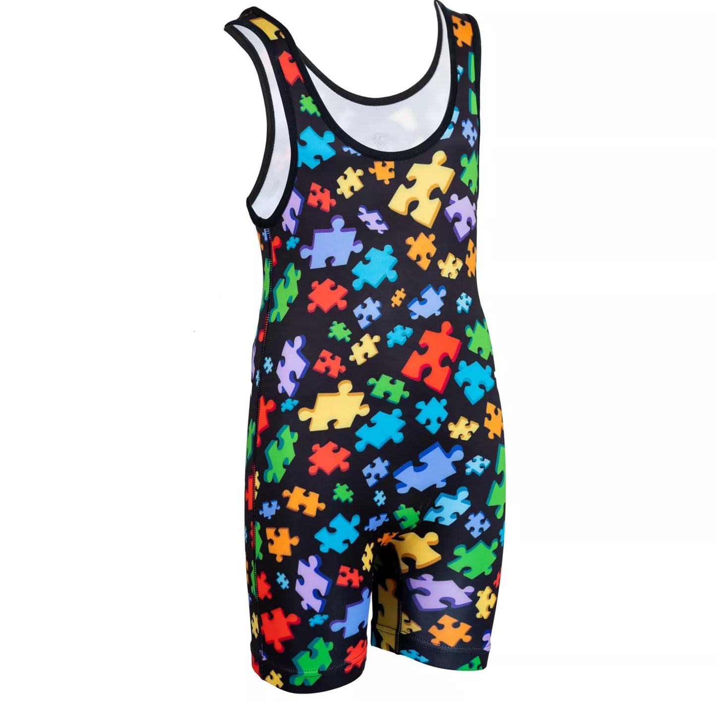 KO Sports Gear Unisex Wrestling Singlet for Adult Wrestlers - Wrestling Singlet for Men & Women - Bold Durable Uniform, Stretchy Breathable Material - Autism Awareness, Adult X-Small