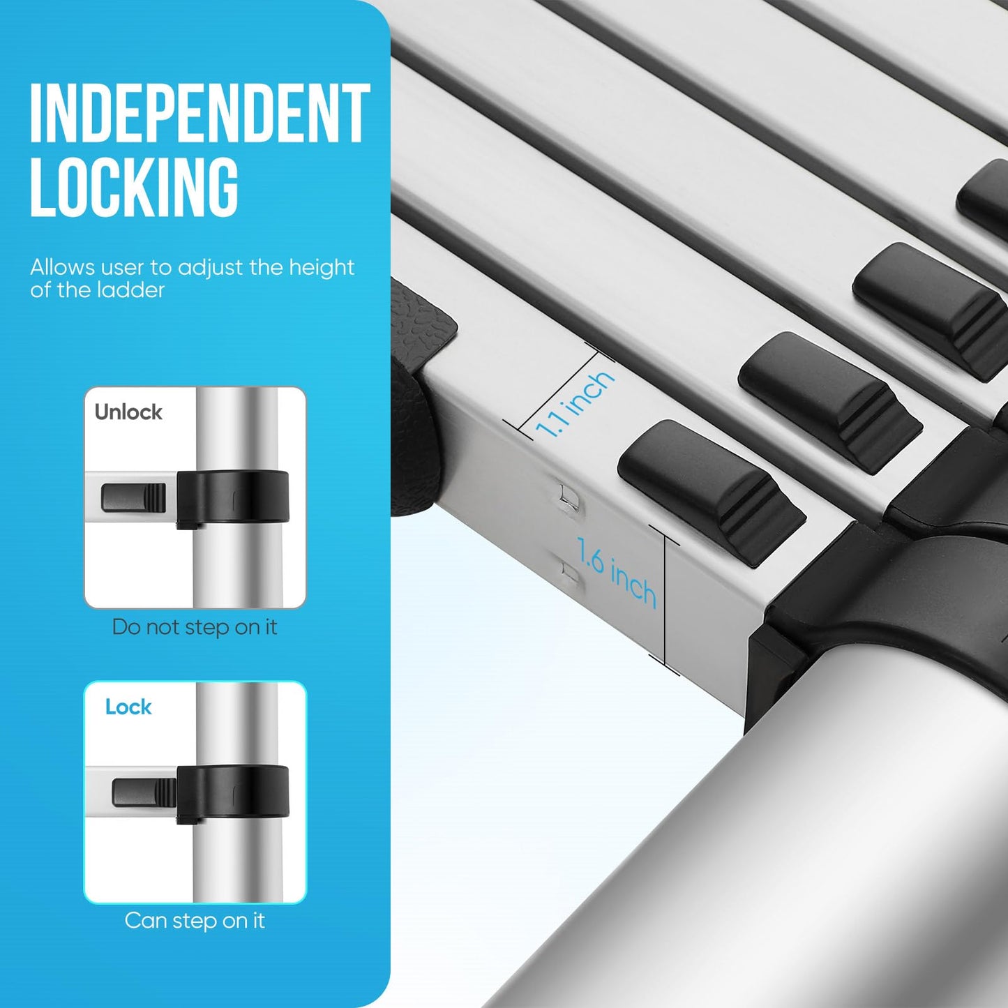 Telescoping Ladder, 20.3 FT Aluminum Extension Ladder, Heavy Duty 330lbs Capacity,Folding Compact Portable Anti-Slip Ladder for RV or Outdoor Work