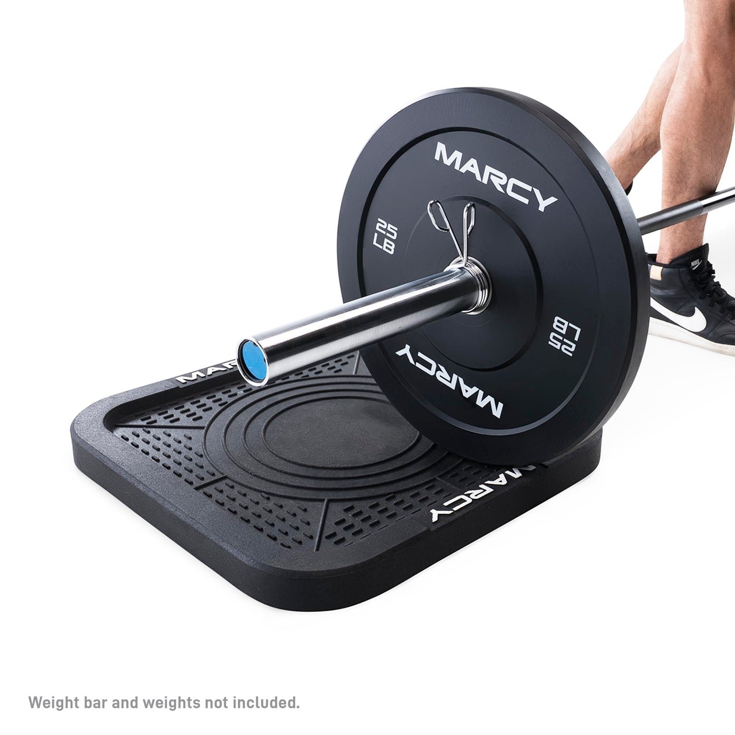 Marcy Barbell Platform Sold in Pair, Olympic Weight Landing Pads with Raised Edges & Non-Slip Surface, Floor Protection Crash Pads for Home Gym, Weight Lifting