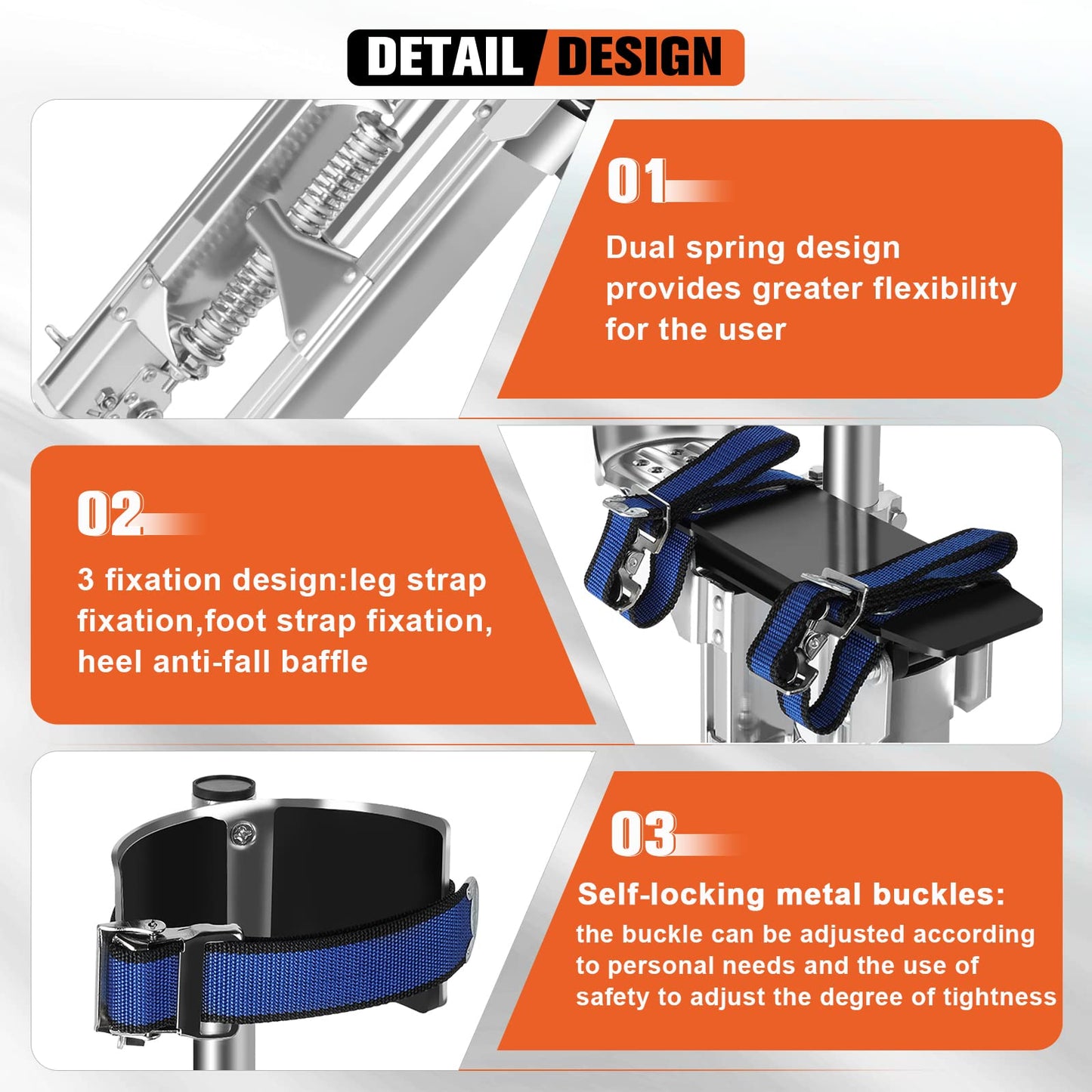 Olenyer 48"-64" Drywall Stilts for Adults Height Adjustable Aluminum Work Stilts with Protective Knee Pads for Sheetrock Drop Ceiling Painting Painter High Shrub Trimming and Exterior Wall Painting