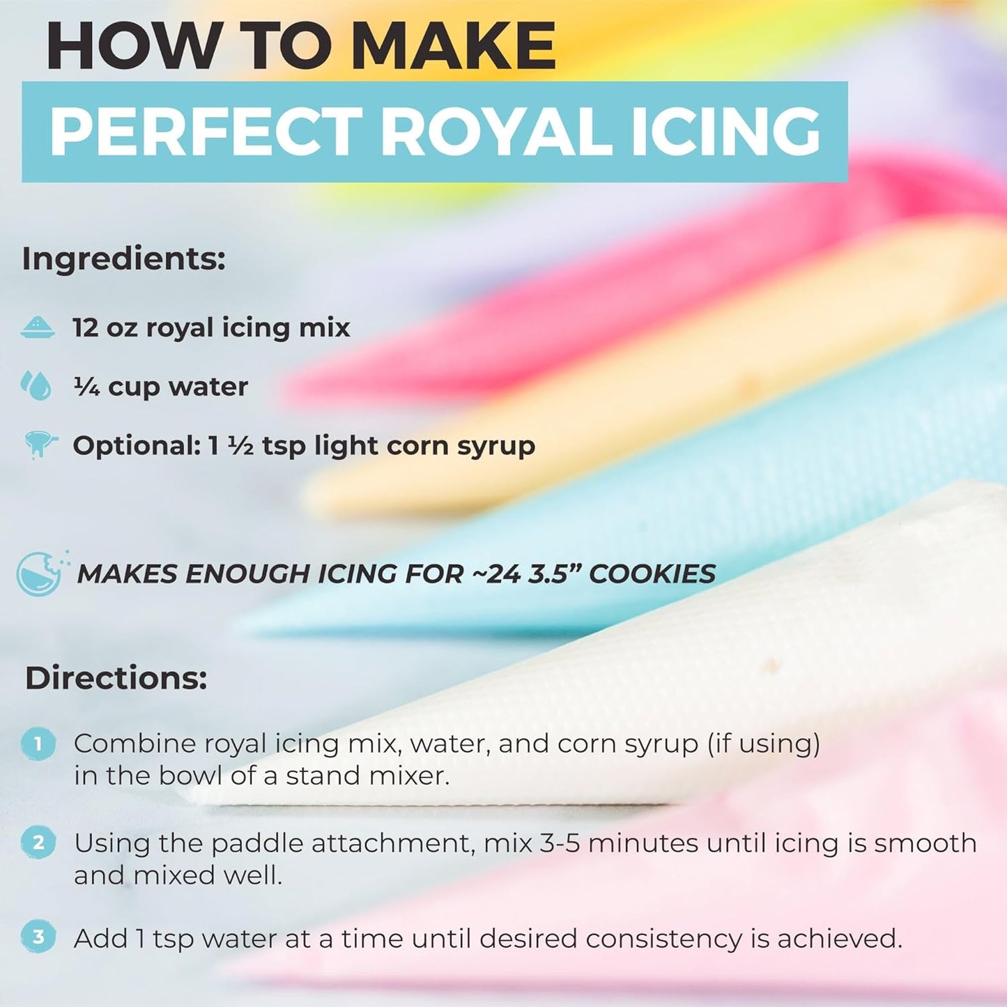 Royal Icing Mix - Premium 12oz Icing for Sugar Cookies | Easy to Use, Naturally Flavored, Gluten-Free
