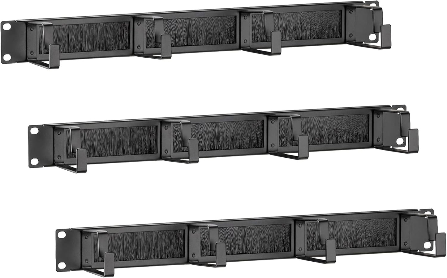 kwmobile 1U 19" (Pack 3) Server Rack Cable Management Brackets of - Steel Cable Organizers for Fiber Optic, Network