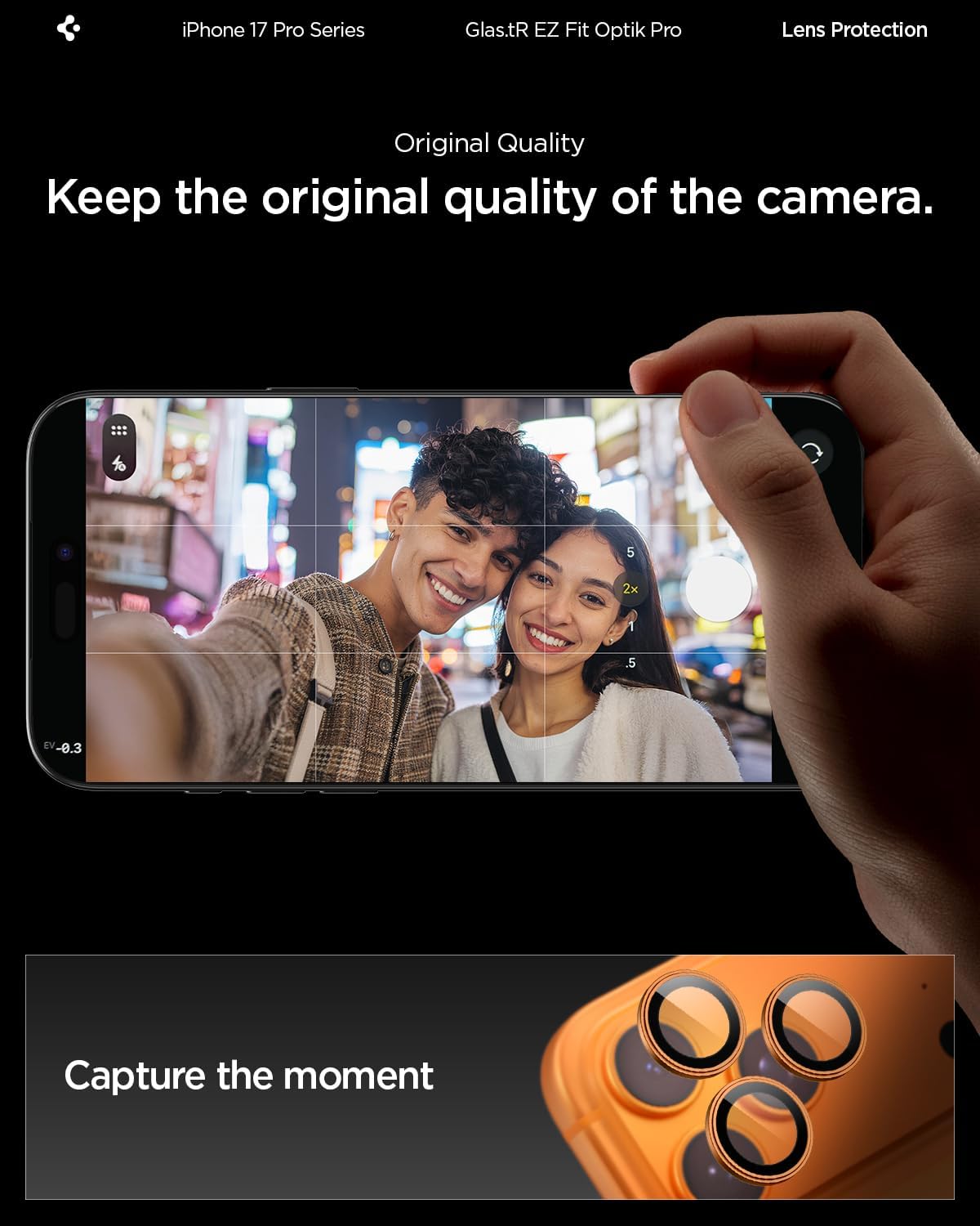 17 17 [2 Pack] Spigen Camera Lens Screen Protector [GlasTR EZ Fit Optik Pro] Designed for iPhone Pro Max | iPhone Pro