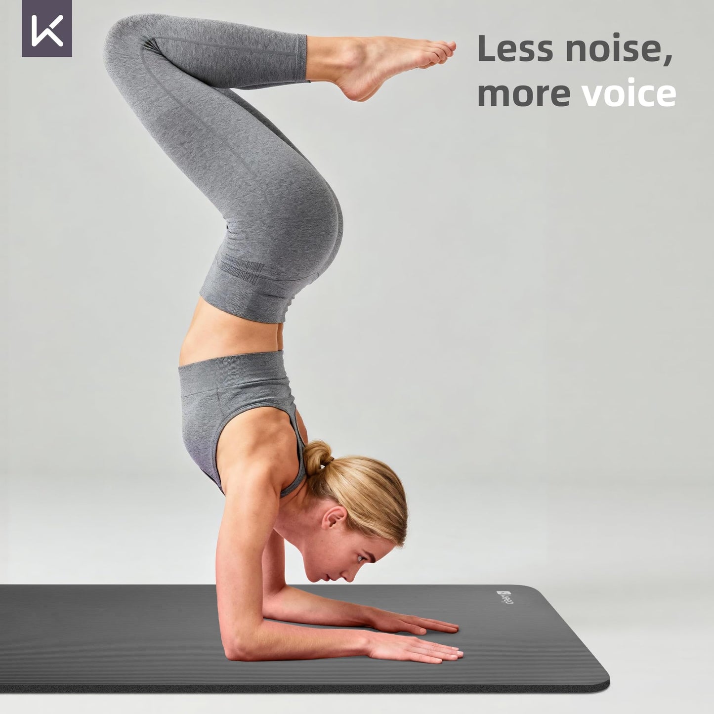 KEEP Extra Thick NBR Yoga Mat for Women & Men, 15mm Thick, 72”x32” Large Exercise Mat with Non-Slip Workout Mat for Yoga, Pilates, Stretching, Meditation – Wide & Cushioned Fitness Mat,Grey