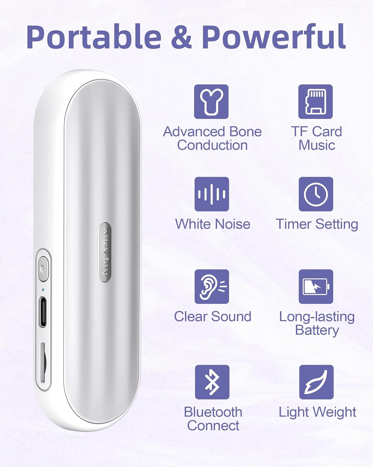 KYOTTANI Private Bluetooth Speaker Under Pillow: Portable Bone Conduction Technology Sleep Aid with White Noise