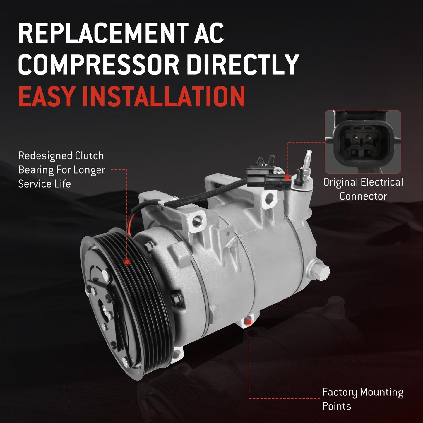 HYR AC Compressor with Clutch Fit for Nissan Rogue 2.5L 2008-2013, Rogue Select 2.5L ‎‎2014-2015, Replace# CO 11200C 97490 92600JM01C Air Conditioning Compressor