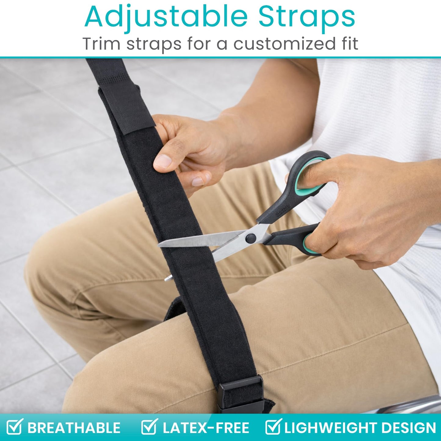 Vive Thigh Lifter Strap (2 Pack) - Pull Up Assistance Band - Medical Equipment Padded Wrist Tool For Leg Movement - Transfer Device For Limited Mobility, Knee Recovery - For Elderly, Senior & Disabled