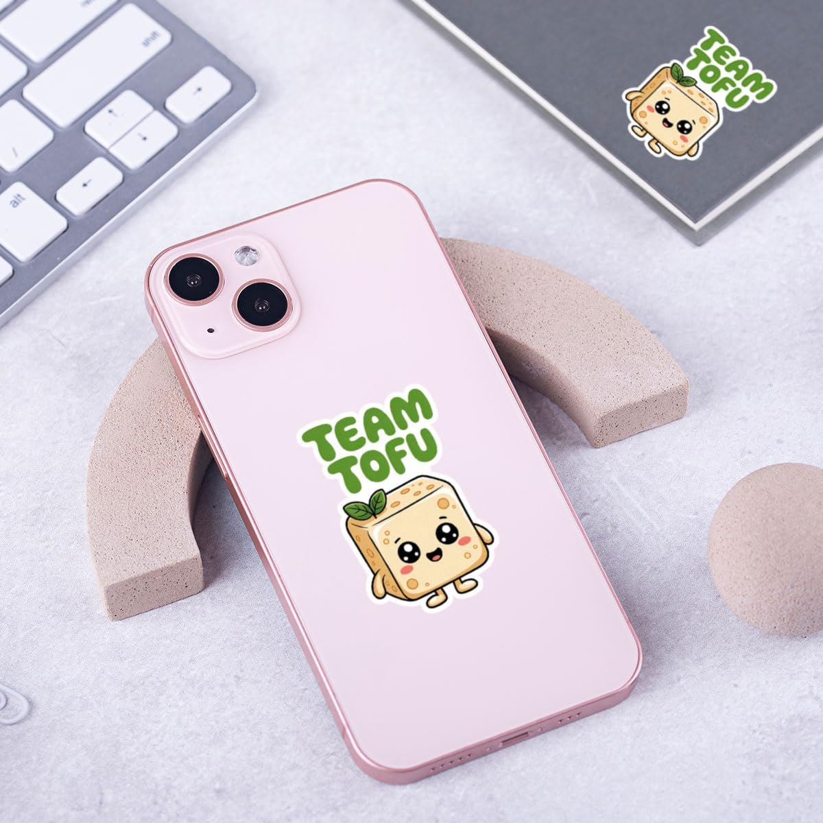 3 Pcs Team Tofu Cute Sticker, Funny Vegan Food Cartoon Design, Vegetarian Vinyl Stickers Die-Cut Waterproof for Laptop