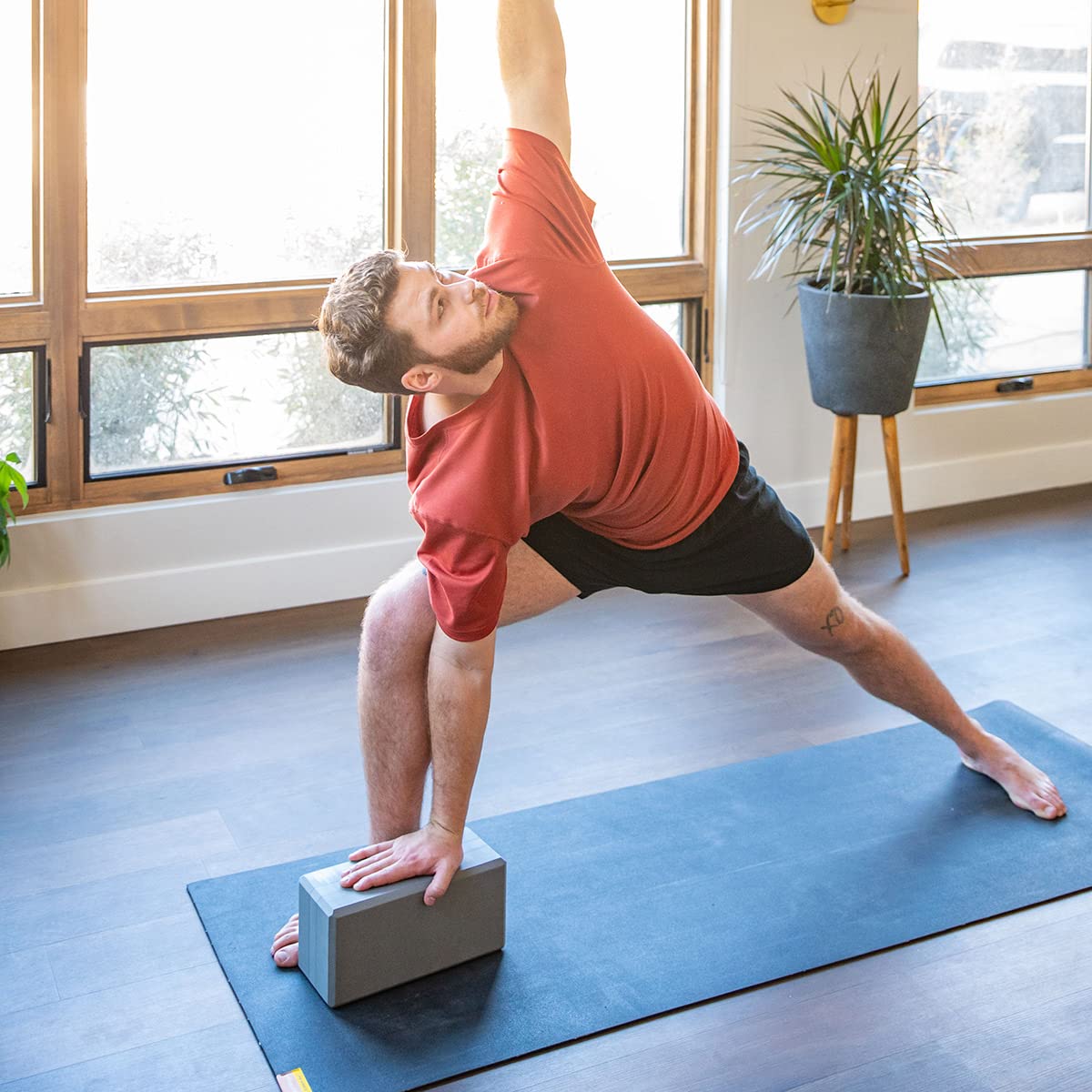 Hugger Mugger 5 in. Big Foam Yoga Block - Gray - Extra Large Size, Dense Foam, Reliable Support, Beveled Edges for Comfort, Great if You're Taller or Less Flexible