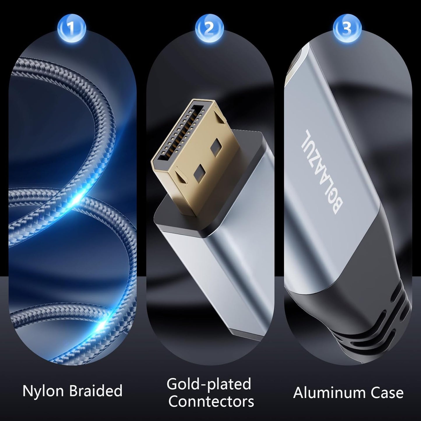 4K 6.6ft BolAAzuL HDMI to DisplayPort Cable - Unidirectional HDMI Source to Displayport Monitor Cable - USB