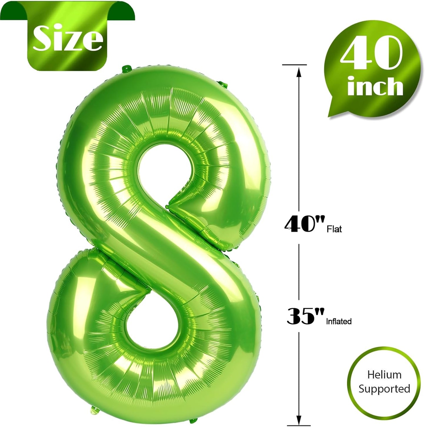 Skiennix Number 8 Balloon - 40 Inch Light Green Birthday Decoration for Girls | Party Supplies