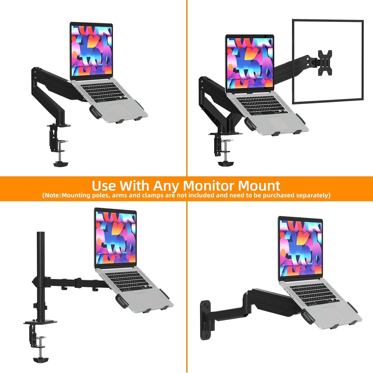 suptek 13 18 inch 75x75/ 100x100 mm 10lbs,Black(TP007) Adjustable to Laptop VESA Arm Mount Tray for Monitor Arms
