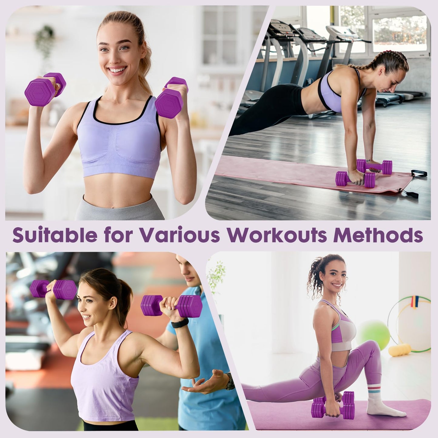 EQUIPRO Adjustable Dumbbell Set, 4 in 1 Weights for Women at Home, Hand Weights Dumbbells for Women, Each 2lb 3lb 4lb 5lb Fast Adjust Weight with Soft TPU Handle for Home Gym Exercise Training