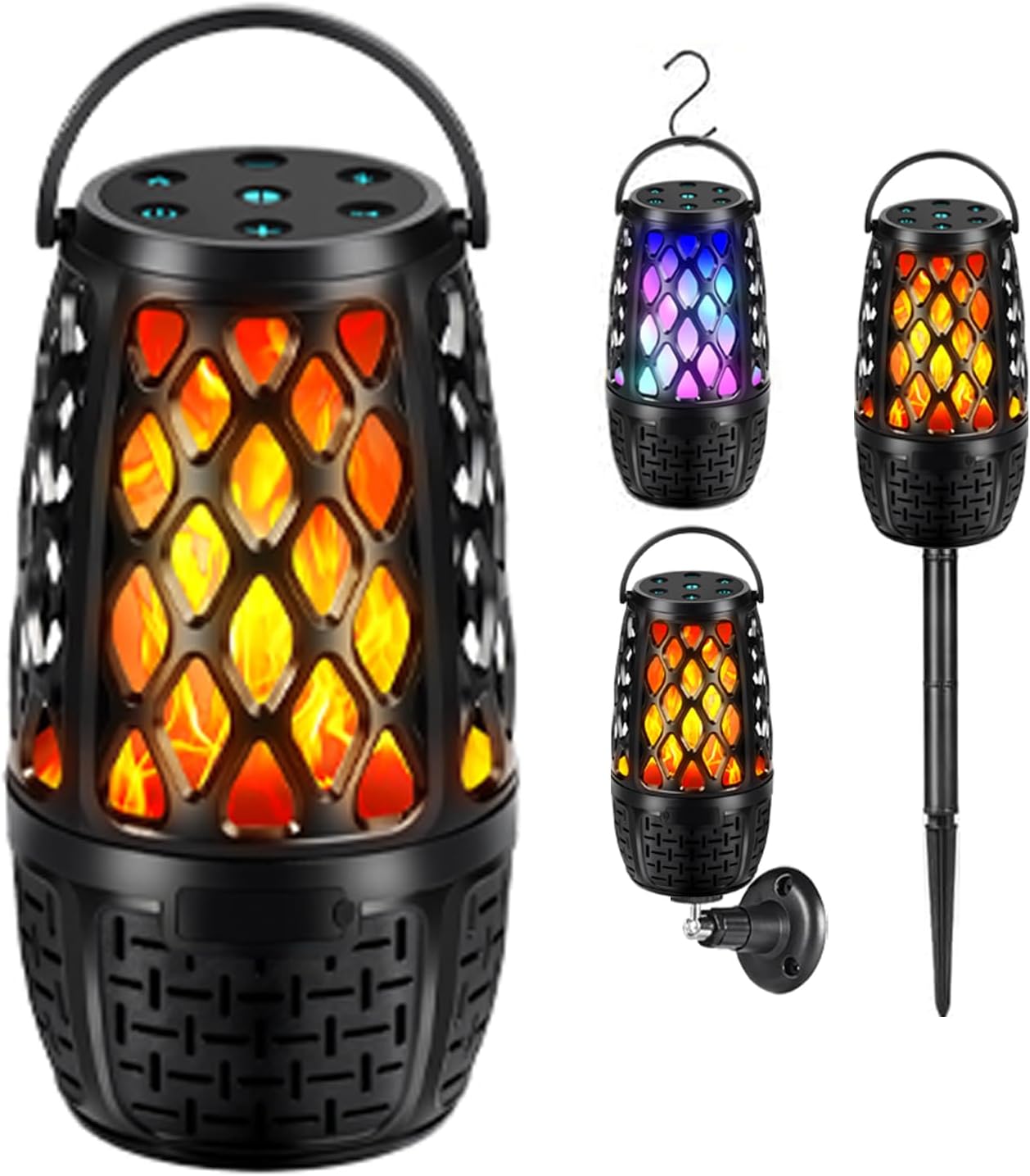 ulinkbee 5.3 100 IPX6 Upgraded Bluetooth Speaker, BT Outdoor Speaker With RGB Flame LED lights Gift for Men, Multi-Sync