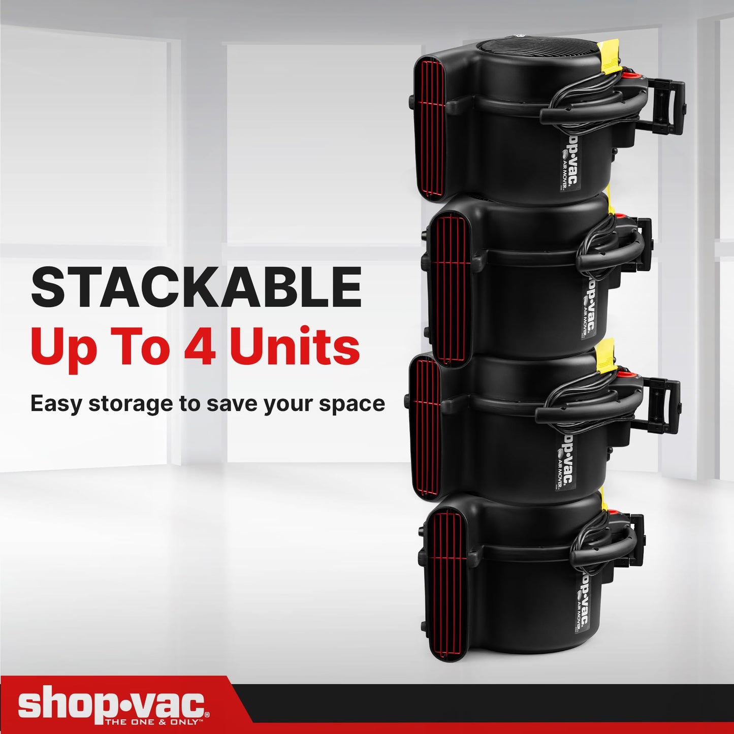 Shop-Vac 5430214 1800 CFM Floor Fan, 3-Speed Air Mover, Blower Fan Heavy Duty Stackable, for Home Commercial, and Janitorial Use