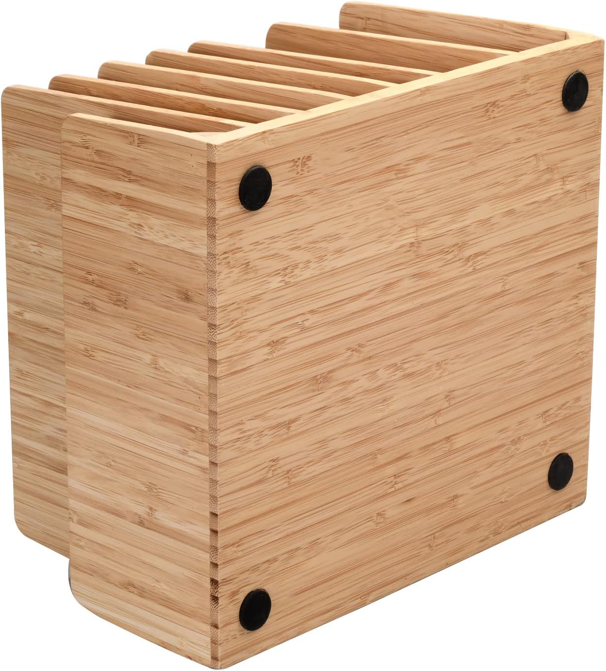 MobileVision 7 Bamboo Device Organizer for Smartphones, Tablets and Laptops, Slots With Extra Wide Slots for Laptops