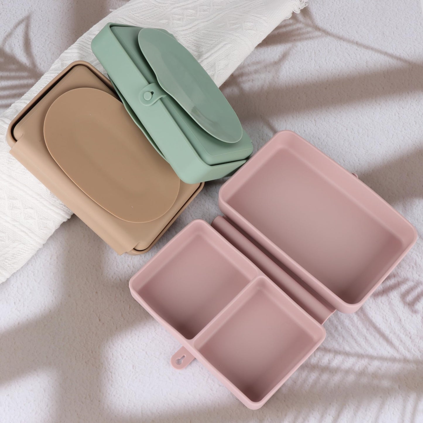 Nearbyme Silicone Baby Plate, Foldable & Compact Food Grade Silicone Plates, Foldable Toddler Travel Essential with Suction for Toddlers (Blush)