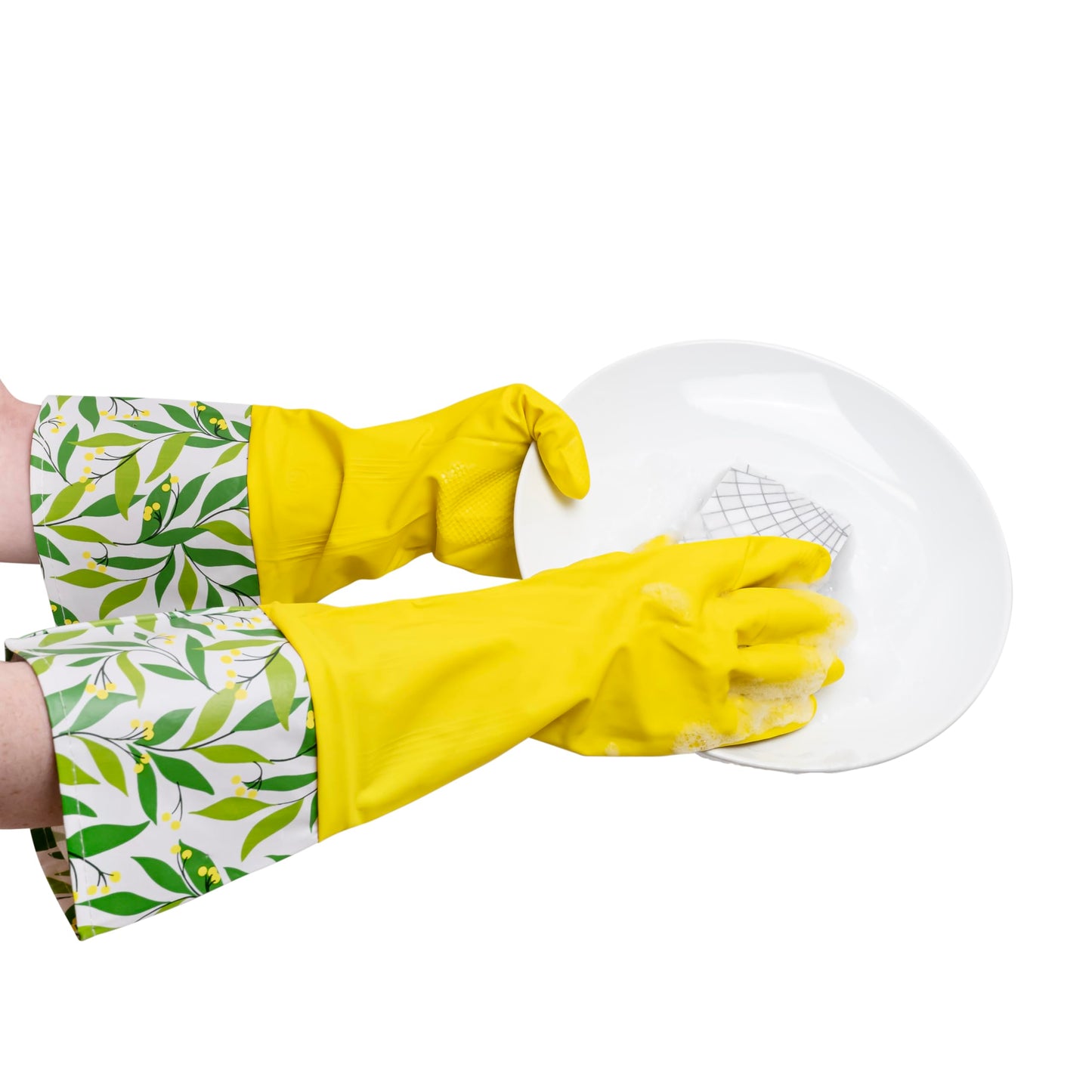 Evriholder Glam-Gloves Reusable Latex Dishwashing Gloves for Kitchen or Cleaning, Yellow, 3 Pairs, Patterns May Vary