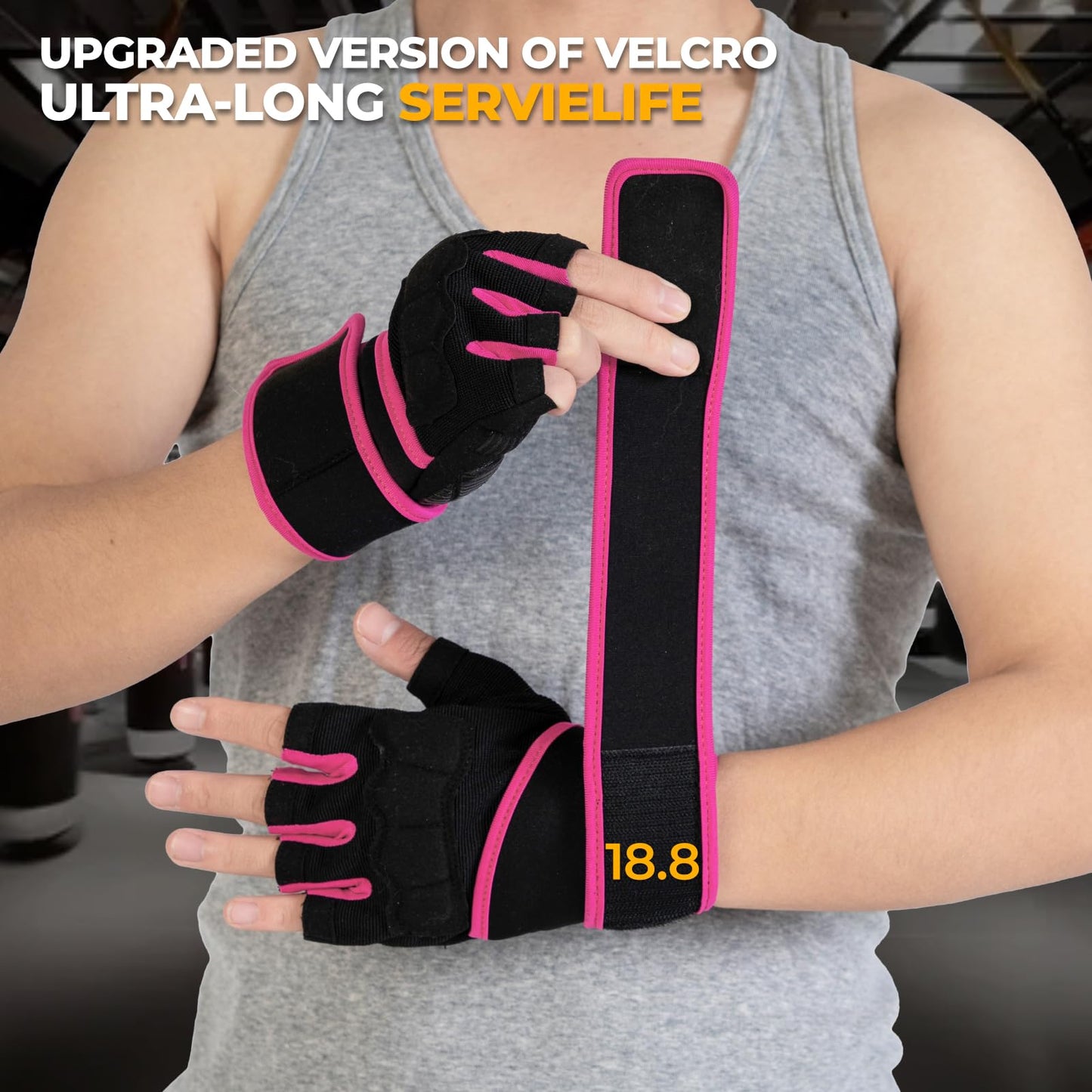 LiMMAX Workout Gloves for Women Gym Weight Lifting Padded Gloves with Wrist Wrap Support, Full Palm Protection & Silicone Grip, Cross Training Pink