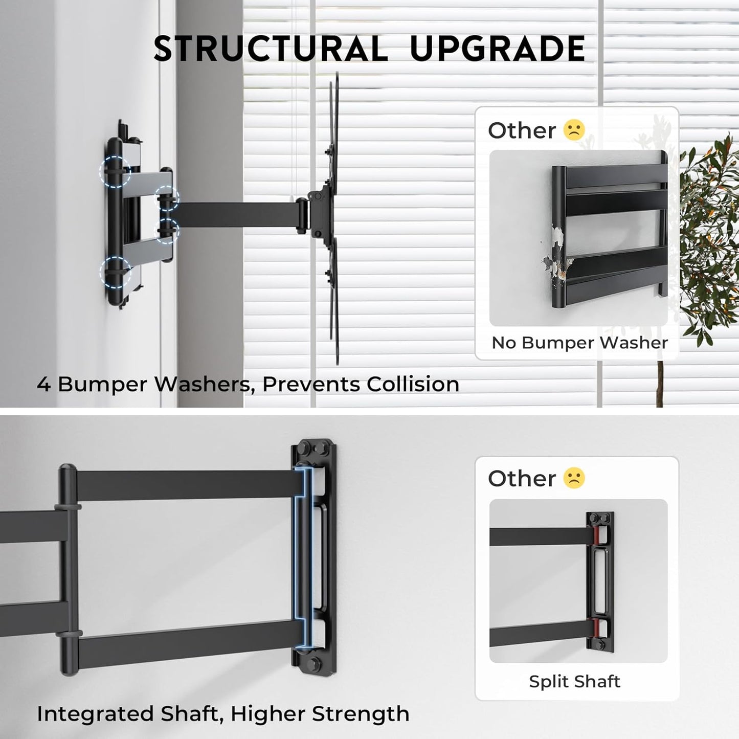 BONTEC 2665 Inch 37.4 Inch Setup, 400x400, 77 lbs TV Wall Mount for Flat and Curved Screens with Long Extension, Full