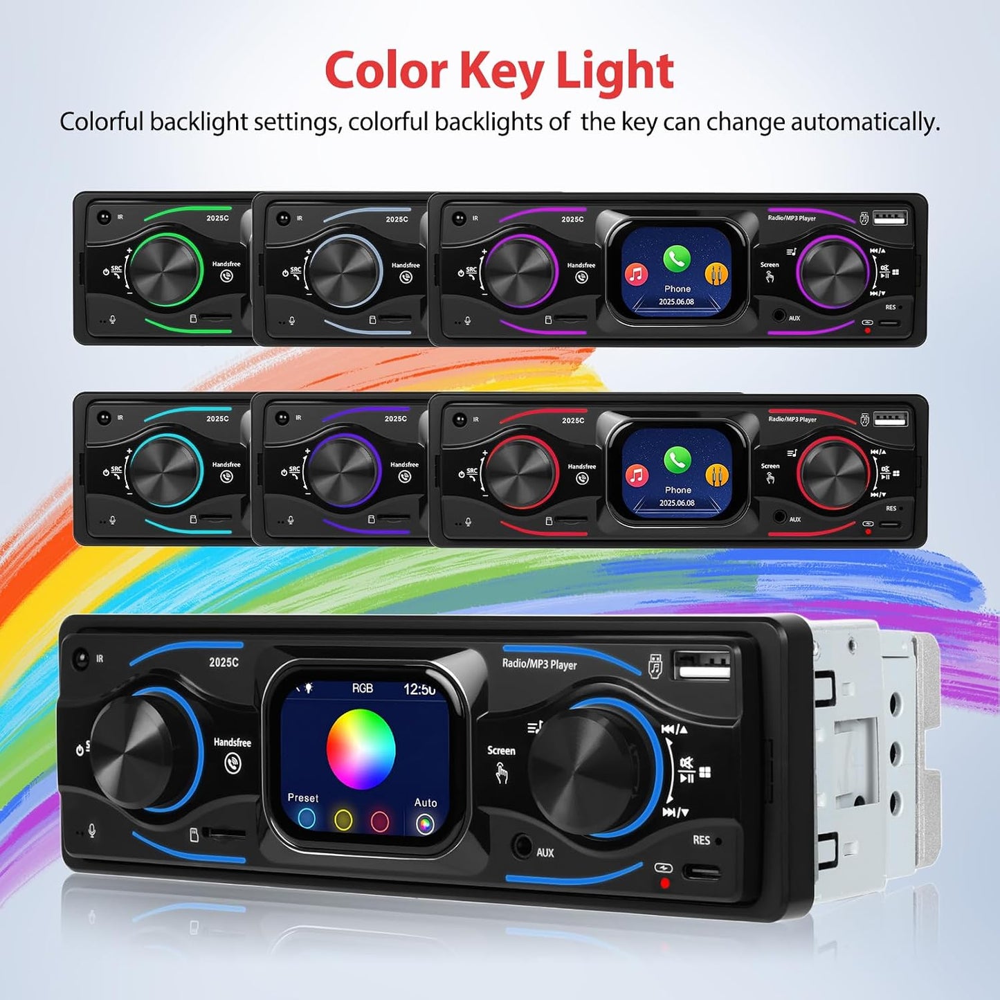Motorsi 2.17" 12V MP3 Radio/MP3/SD/AUX-IN/USB/EQ/Quick Touch Screen Bluetooth Single Din Car Stereo Audio Player