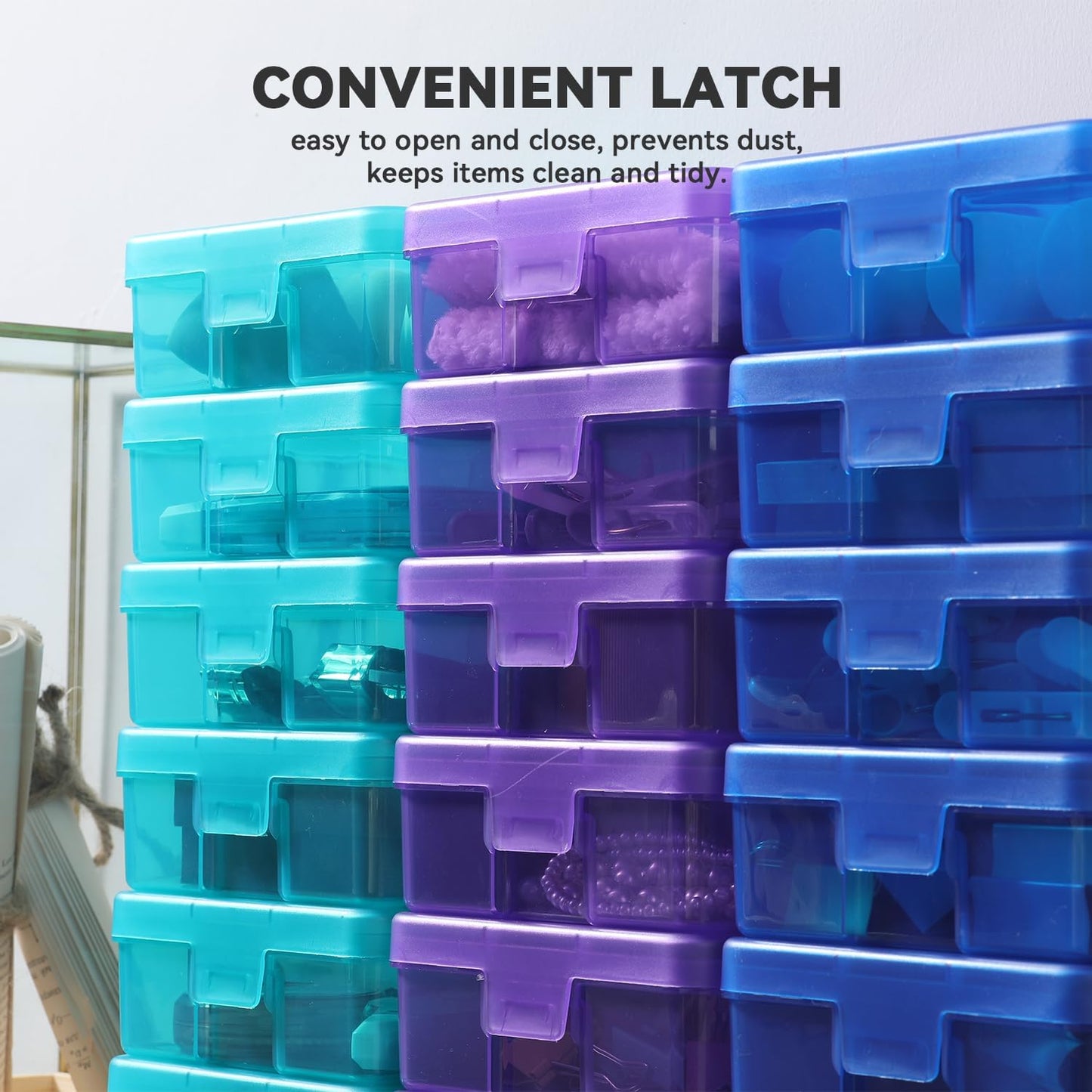 Novelinks 18-Pack Small Plastic Storage Containers - Clear Stackable Organizers with Lids for Arts & Crafts