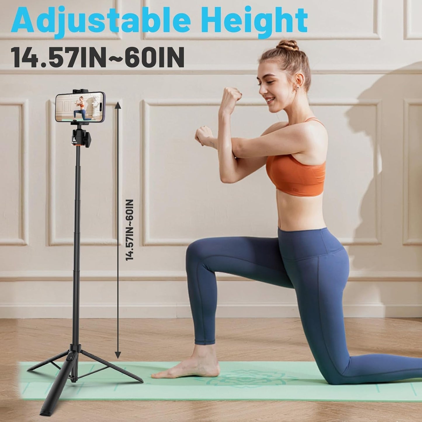 ailight 60" 360 Extendable Travel Tripod & Selfie Stick with Cold Shoe & Wireless Remote, Ball Head for Vlogging