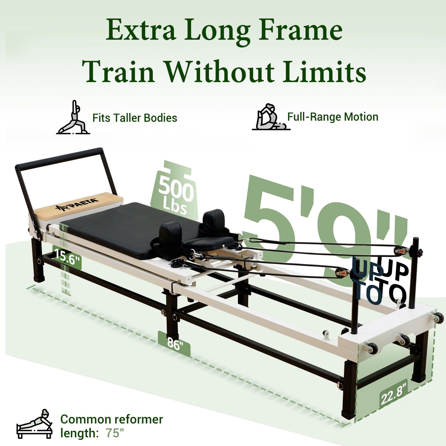 PAETA Pilates Reformer, 91" Foldable Reformer Pilates Machine with Adjustable Reformer Heights, Pilates Equipment with Piano Wire Spings and Jump Boards(Black Reformer with Box