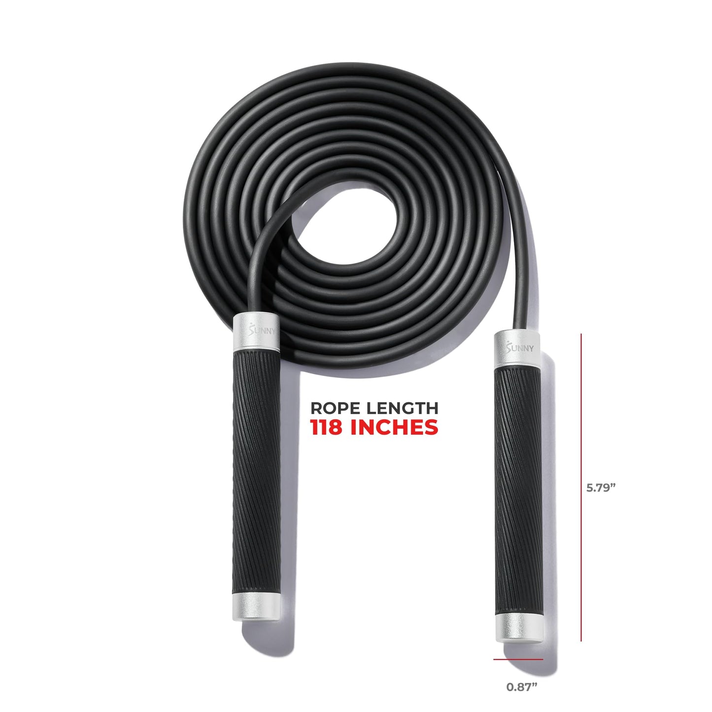 Sunny Health & Fitness Exercise Jump Rope Weighted for Training Cardio, Enhancing Strength & Toning Upper Body, Exercise Rope with Durable Handles & Easy Adjustable Design – SF-JR03-BK