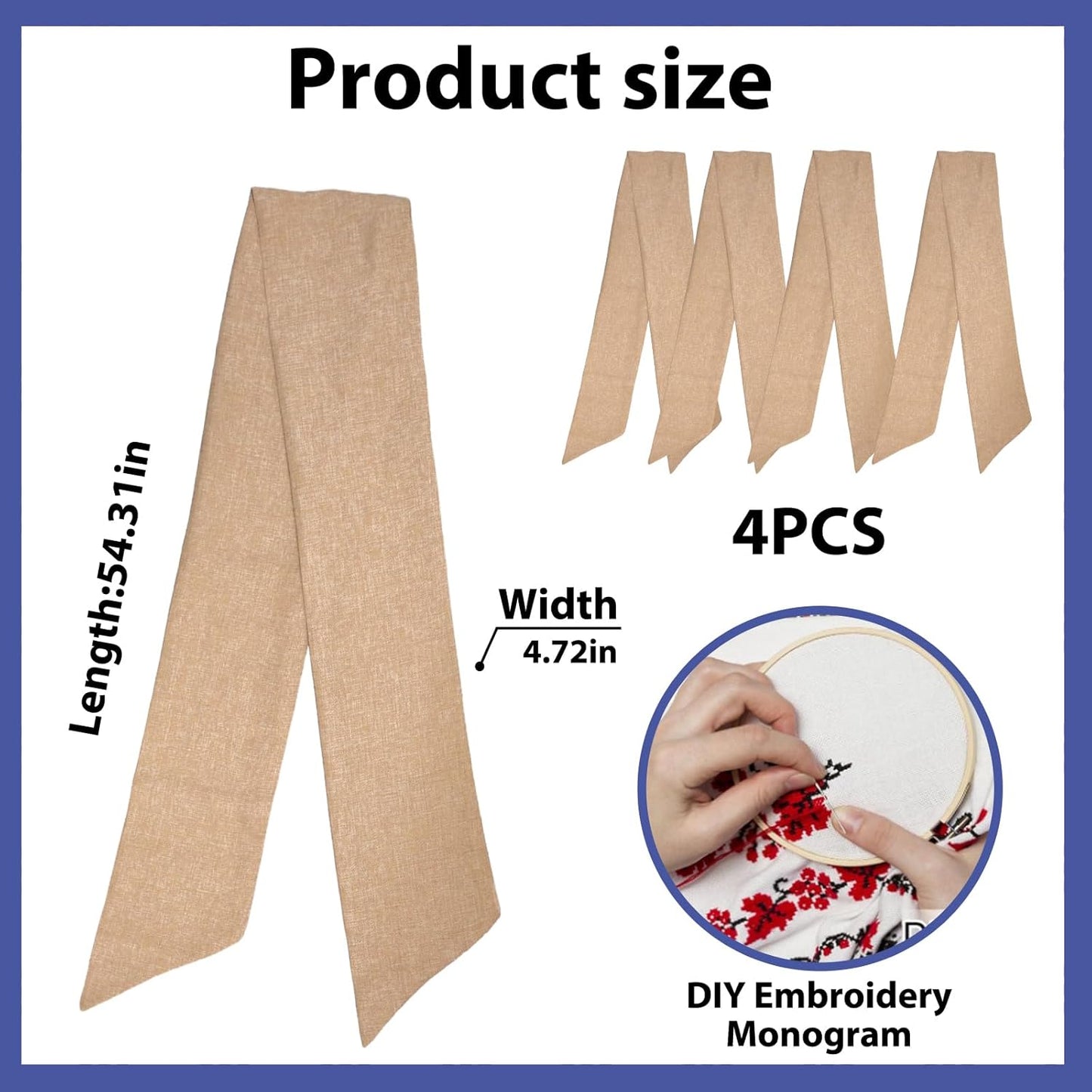 Skiennix Christmas Wreath Sash - Natural Cotton Decor for Front Door | 4 Pcs Set for Holiday Celebrations