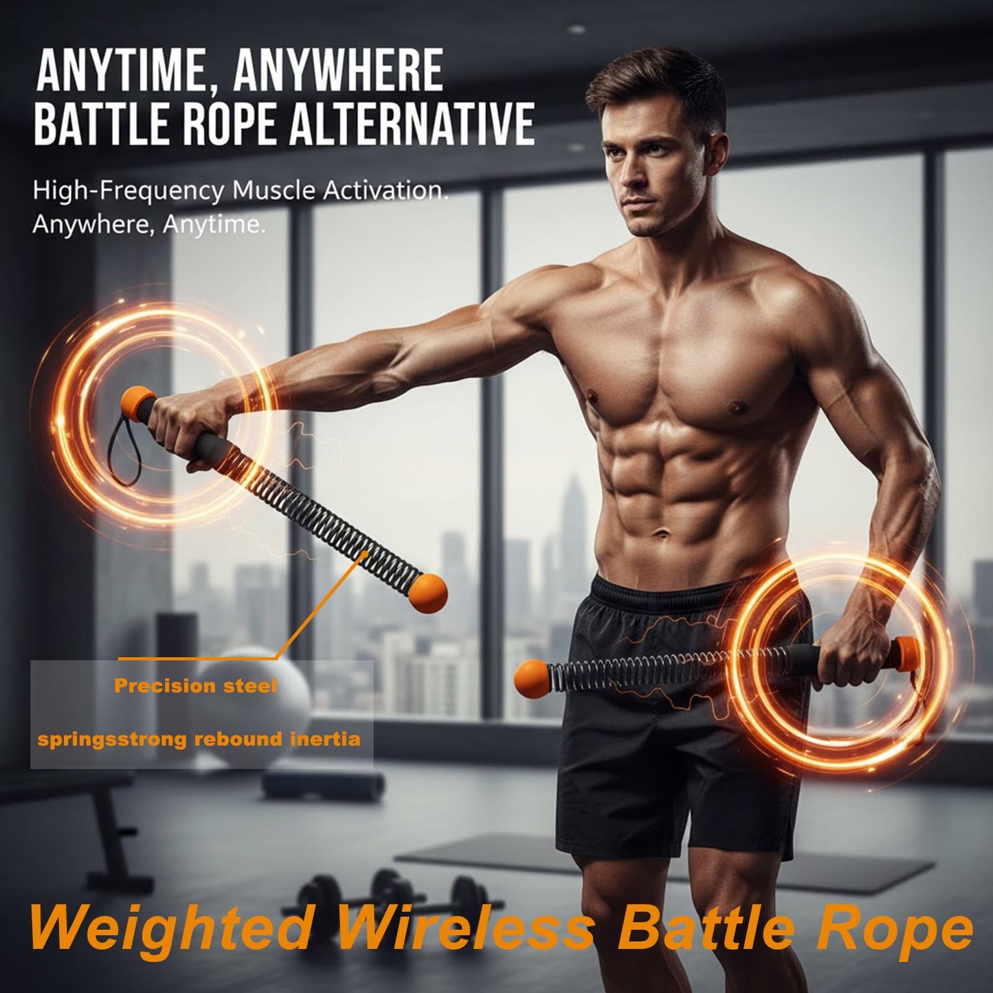 Weighted Ropeless Battle Ropes (2-Pack),Portable Cordless Battle Ropes for Home Gym,arm Exerciser Rope,Workout Rope for Strength Building,Low-Impact Aerobic Training and HIIT for Fitness Enthusiasts.
