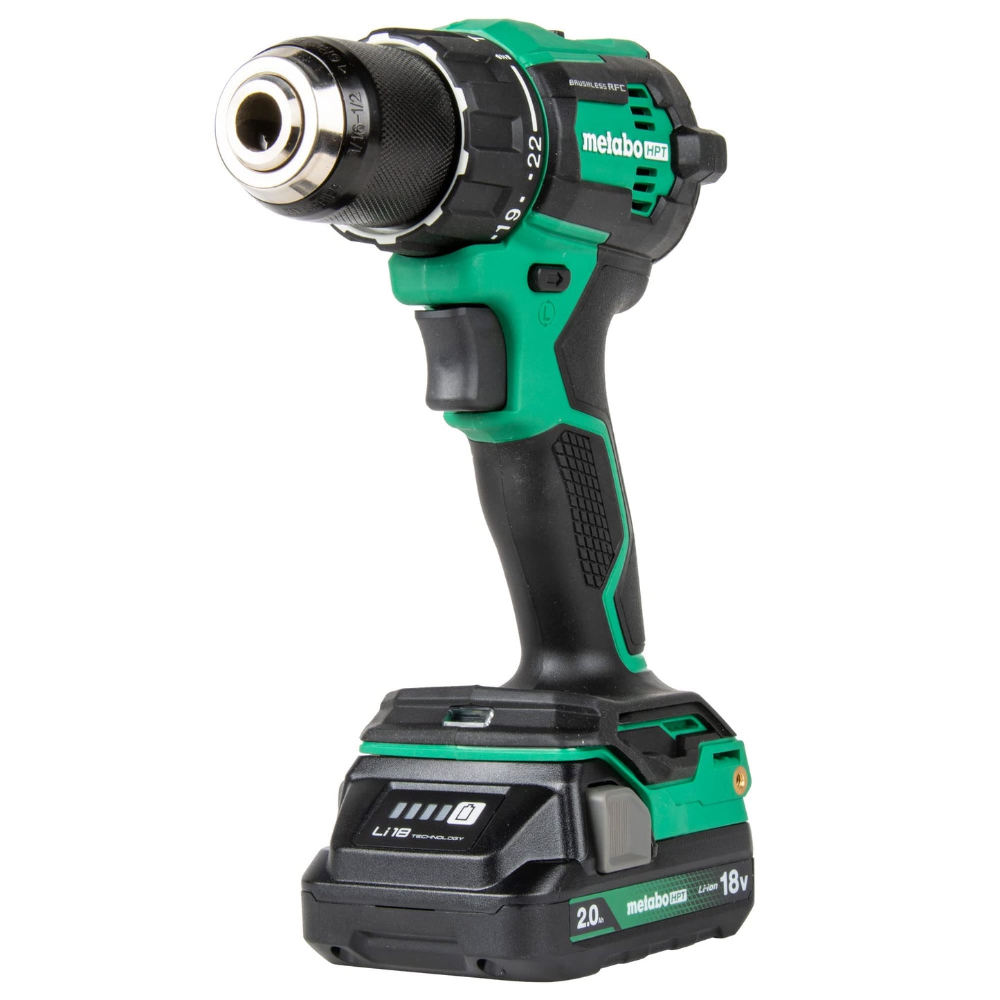 Metabo HPT 18V MultiVolt Cordless Brushless Hammer Drill Kit, Compact Power Drill with 2 Lithium-Ion Metabo Batteries, Charger, Carrying Bag and Accessories, High Torque, 2-Speed, DV18DEX