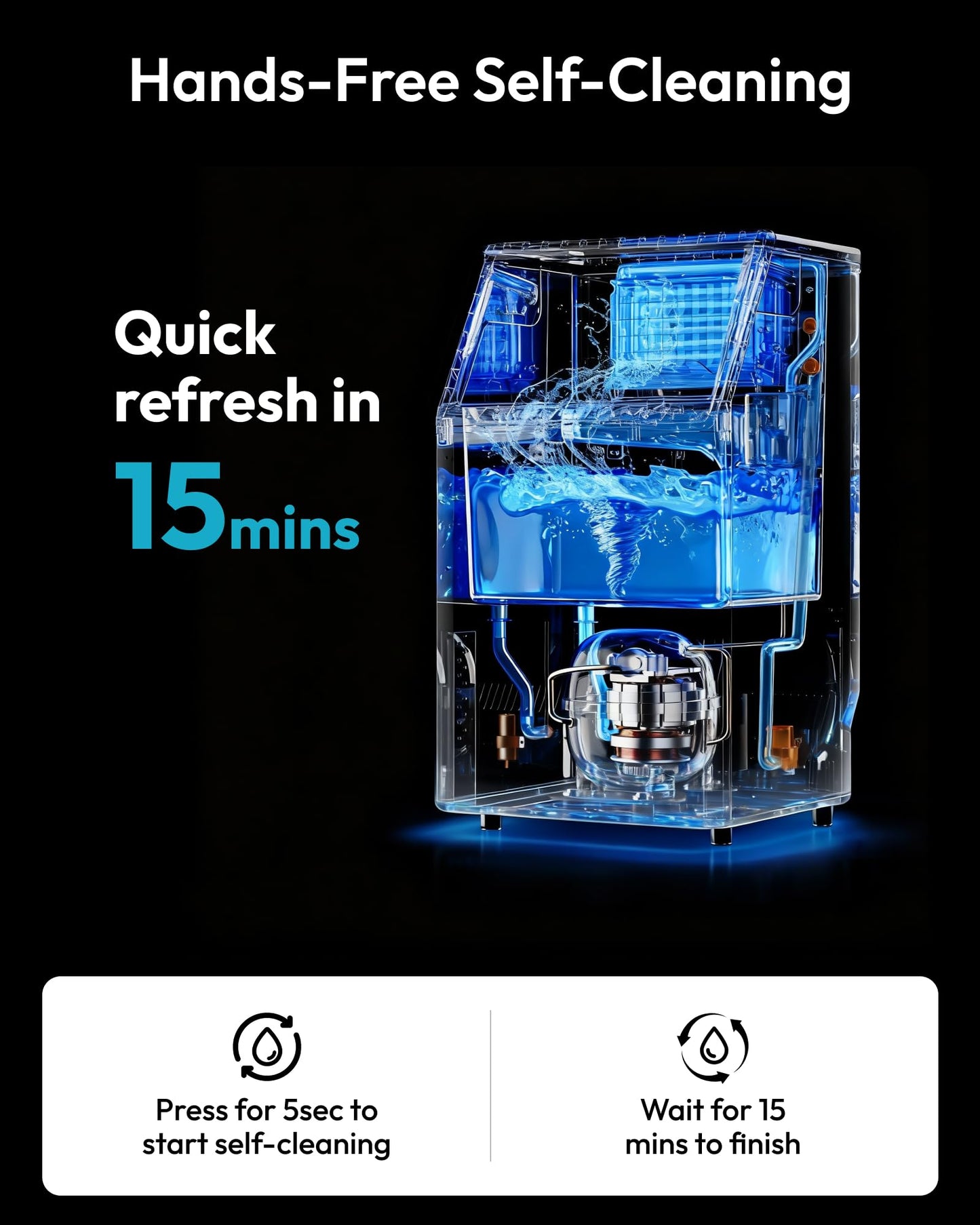 EUHOMY Under Counter Ice Maker with Drain Pump, 120 lbs/24H Commercial Ice Machine, Stainless Steel Ice Maker with 33 lbs Storage Bin, Freestanding Ice Maker for Home/Bar/Cafe/Restaurant