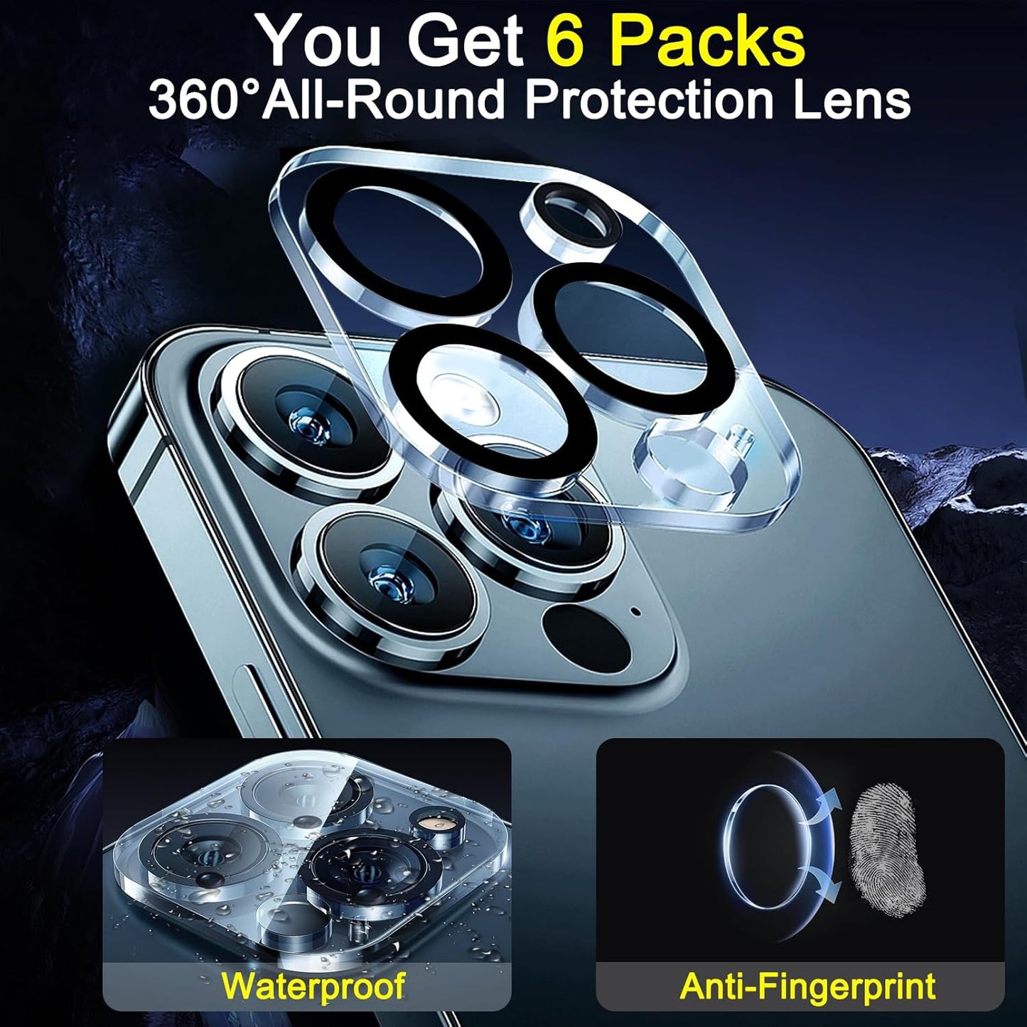 [6 Pack] 14 15 14 15 9H Ferilinso Camera Lens Protector for iPhone Pro Max iPhone Pro Max iPhone Pro iPhone Pro