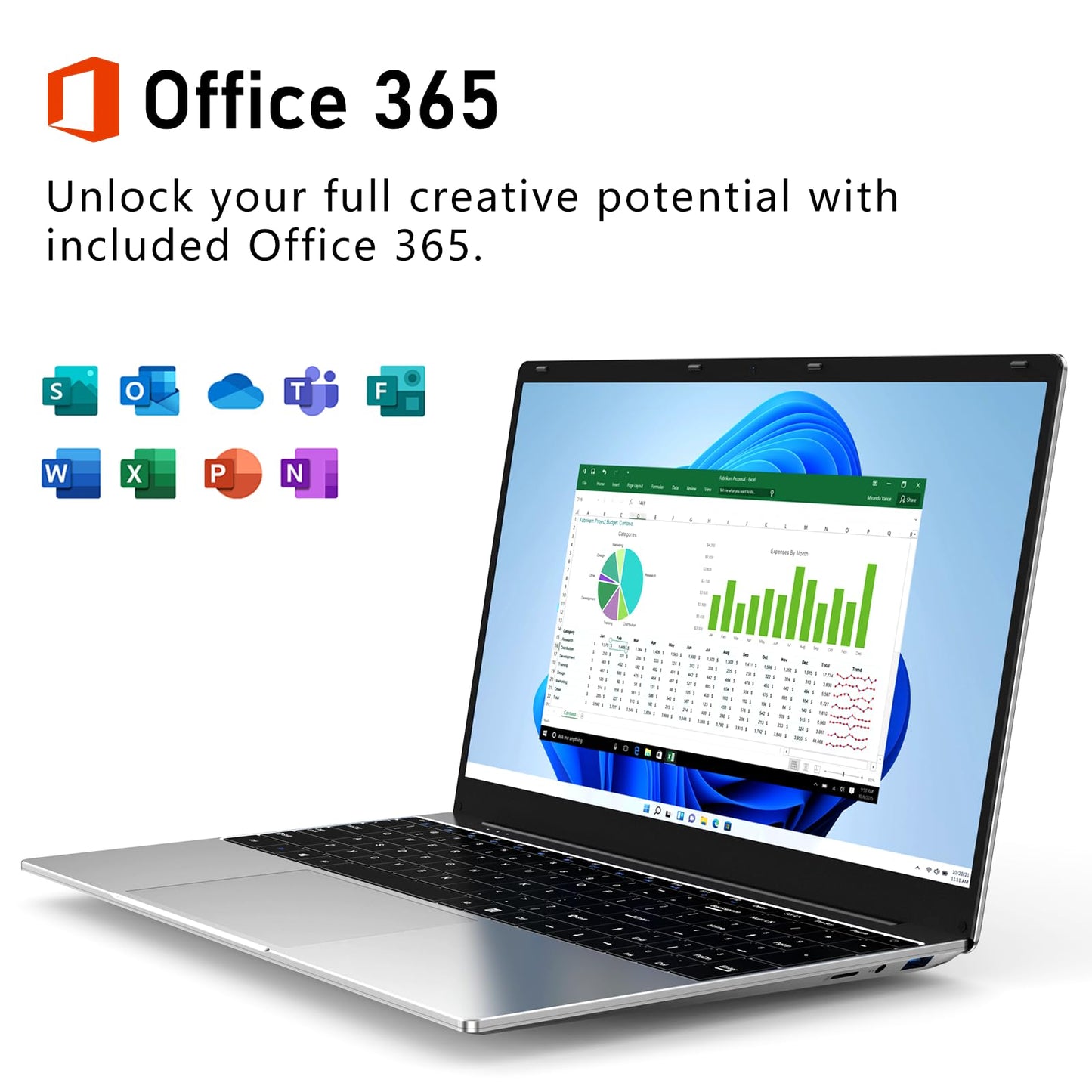 NAIKLULU Laptop Computer, Win 11 Pro Lap Top, 15.6 Inch Laptop PC 2026, 16GB RAM 256GB SSD, M3-6Y30 Processor, FHD Display 1920 * 1080P, WIFI5, BT4.2, 5000mAh Battery, for School Business Student