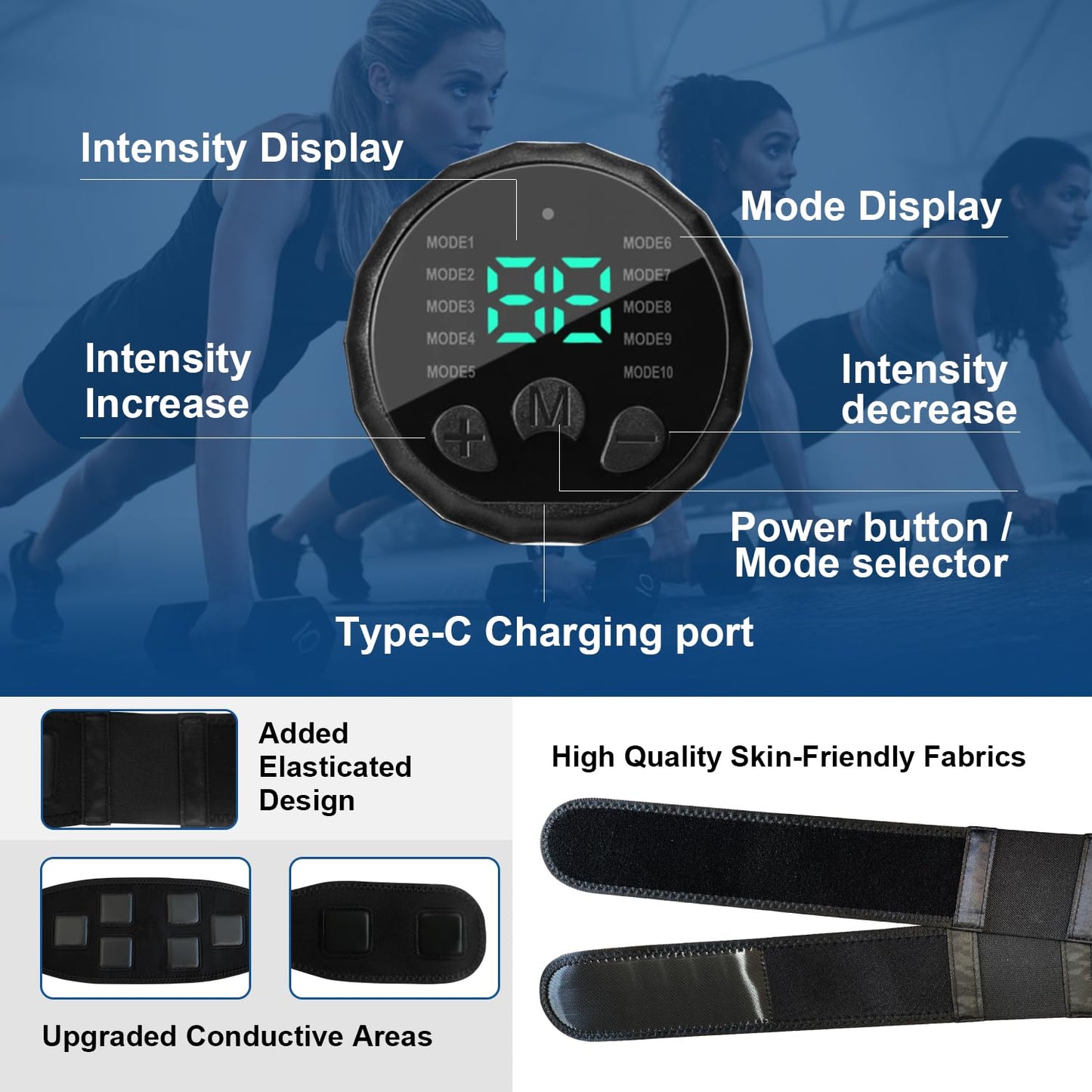 Ab Stimulator Muscle Toner，Abs Muscle Stimulator Abdominal Toning Fitness Belt for Men and Women Black