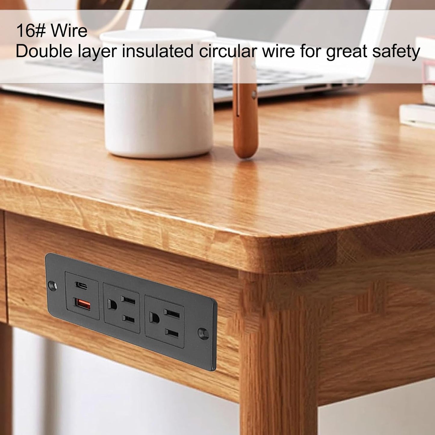 VELATEMOR 2 1.5m USB Power Strip Fast Charging Desk Outlet for Bedside Table Outlets Smart Technology Wire Cabinet