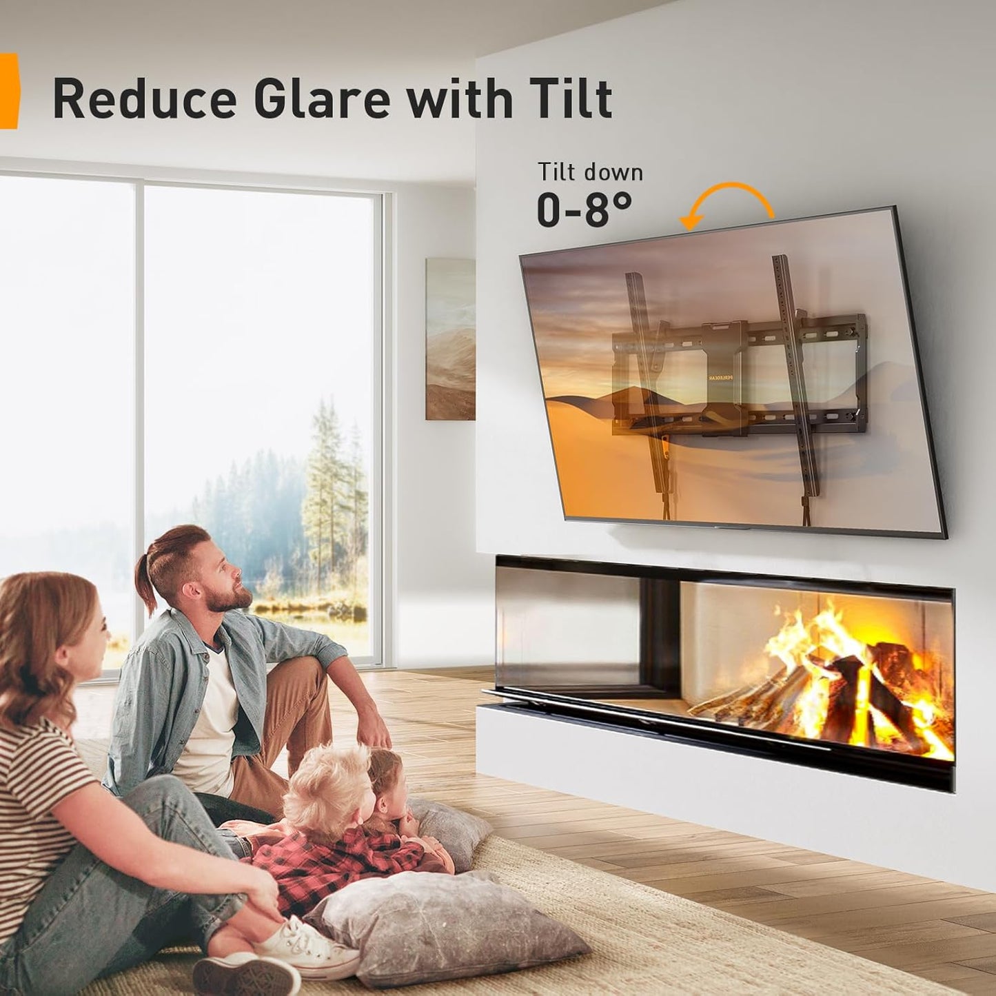 Perlegear Tilting TV Wall Mount - Fits 37-82 Inch TVs Up to 132 lbs | Low Profile Design, Max VESA 600x400mm