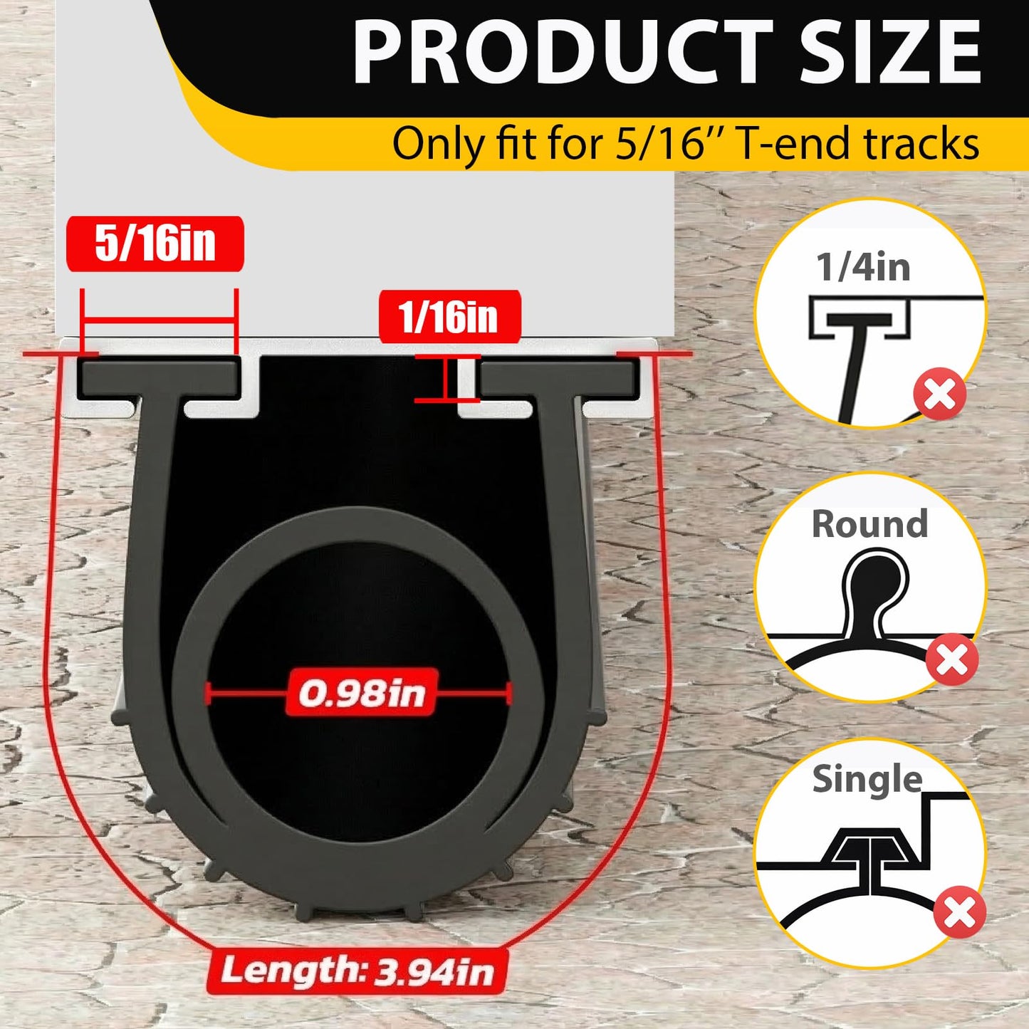 Jin&Bao 5/16" T-End Garage Door Seal Bottom Rubber Weather Stripping with 2 End Plugs, Weatherproof Seal Replacement Strip Dust & Pest Proof Threshold Buffering Garage Door Sweep (16FT, Black)