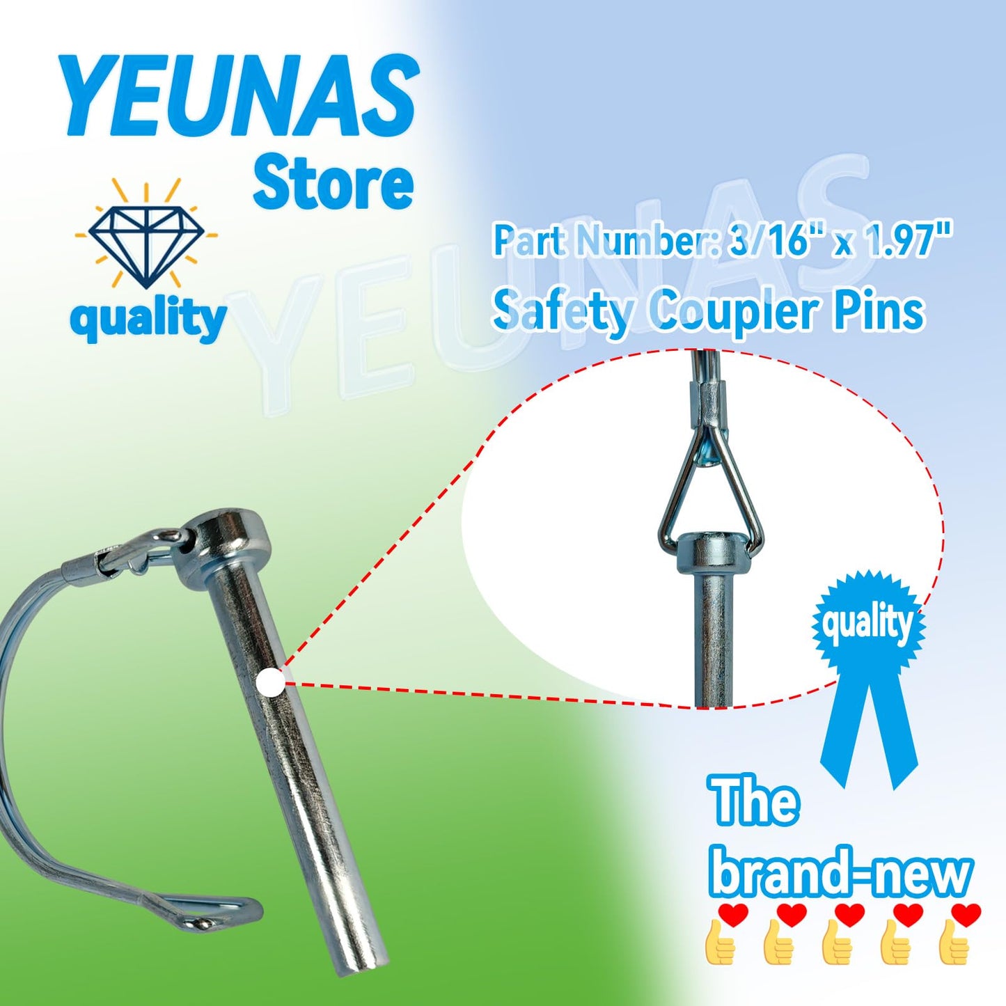 3/16" x 1.97" Safety Coupler Pins, D-Locking Pins, Safety Lockings Pin, Round Rod Extension Connecting Pin, Iron Fence Pins, Cage Door Axle Locking Pins (4 Pack)
