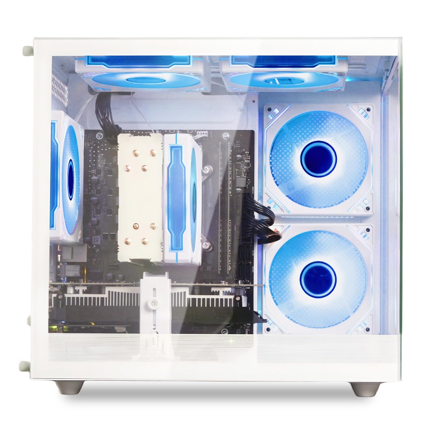 suevery Pre-Built Gaming PC | DDR4 16G RAM | AMD Ryzen5 5500 6Cores 3.6G Up to 4.1G | M.2 512G SSD | RX 6500XT 4G | WiFi 6 White Desk top Computers 4K Pro