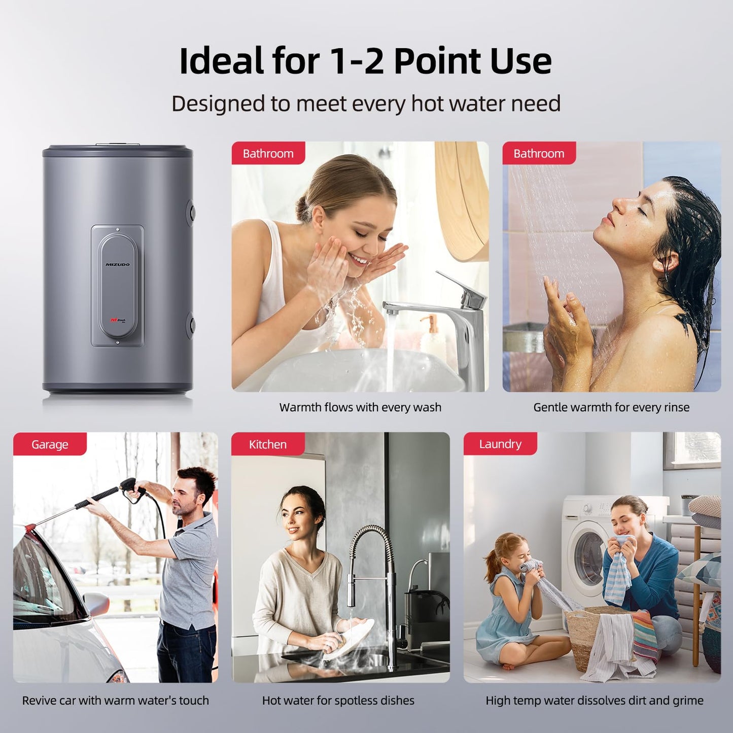 MIZUDO Electric Hot Water Heater Tank 10 Gallon with Small Hot Water Heater 1.5 Gallon