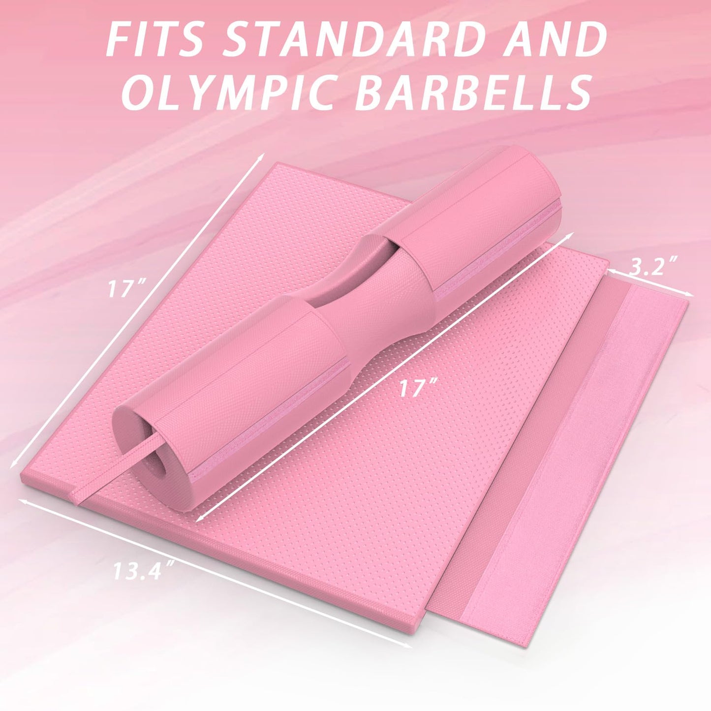 Lights Mountain 2-in-1 Thick Foam Barbell Pad - Non-Slip for Hip Thrust, Squat, Neck & Shoulder Pain Relief, Fits Standard/Olympic Bars, Pink (for Women)
