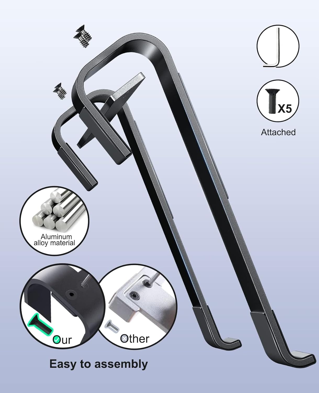 Soqool 12-17'' Laptop Stand for Desk, Ergonomic Detachable Laptop Riser, Aluminum MacBook Stand, Compatible with All
