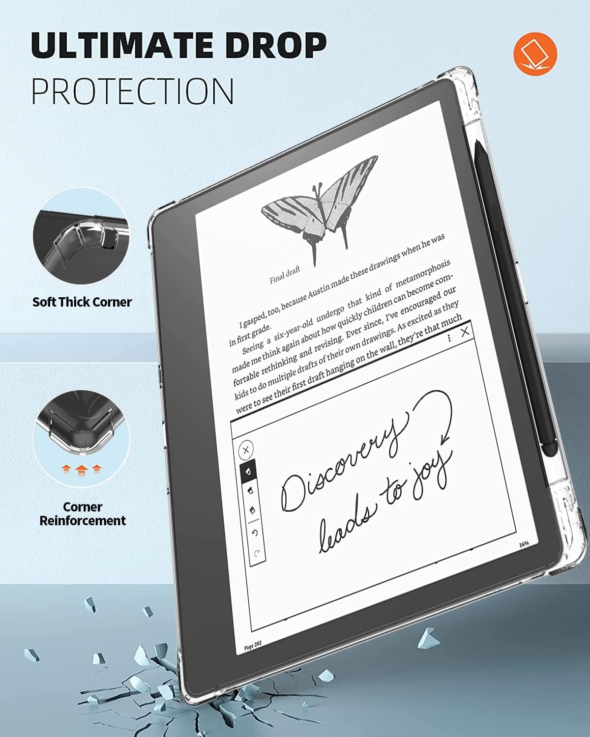 KEEXYICC 10.2" (2024 2022 Clear Case Compatible with Kindle Scribe Release/ Release) Skin Cover with Pen Holder